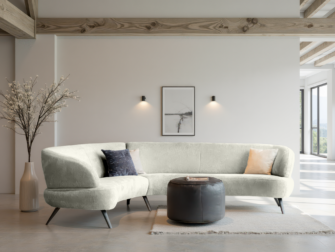 Bank Betis - mito beige - aanbouwelement 2,5 zits arm links - 3 zits arm rechts Zandkleurige bank met afgeronde vormen en subtiele details