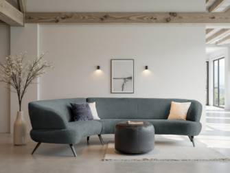 Bank Betis - mito dark grey - aanbouwelement 2,5 zits arm links - 3 zits arm rechts Donkergroene bank met afgeronde hoeken en minimalistische onderstel