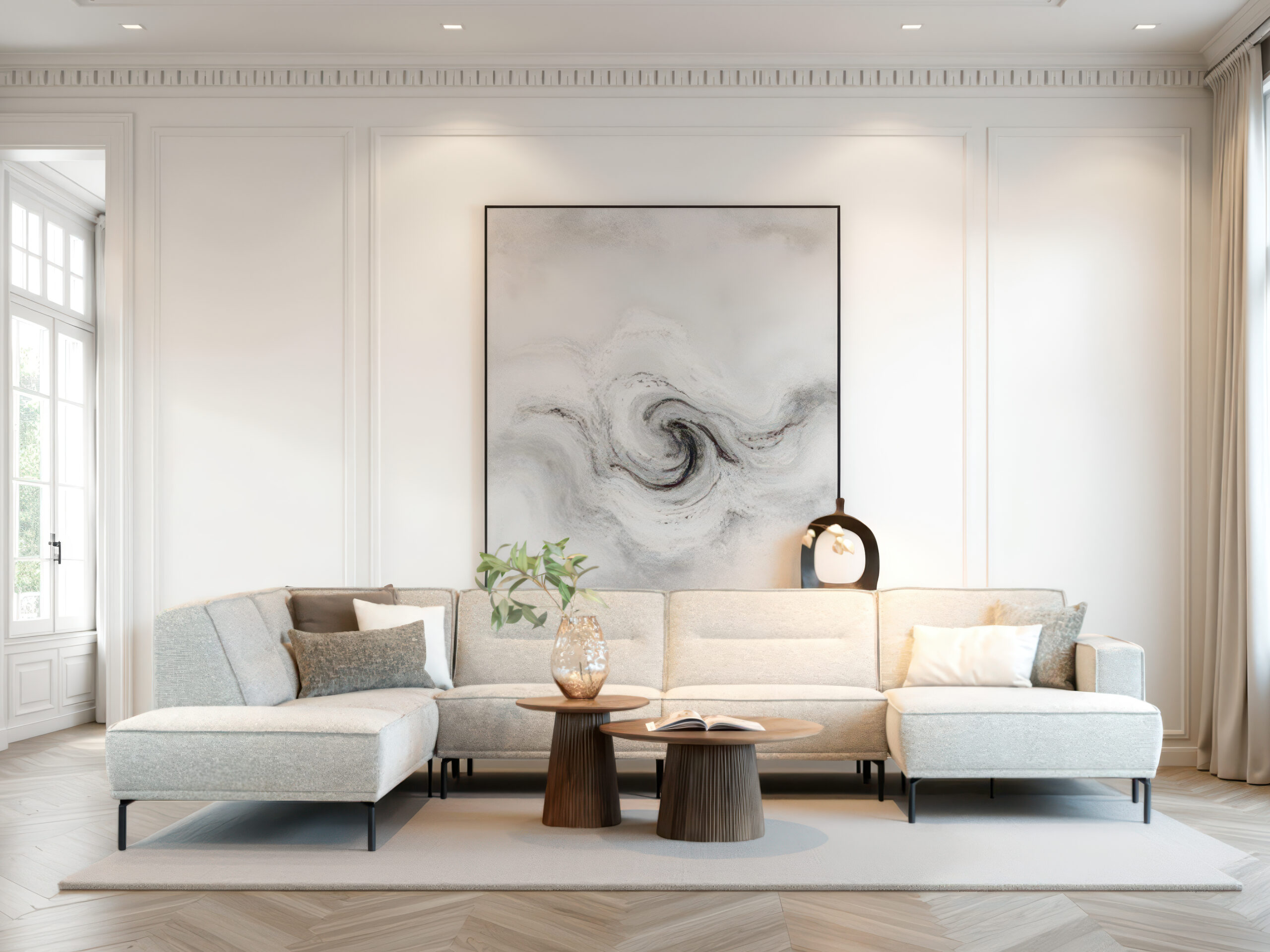 Grote modulaire bank met uitnodigend zitcomfort