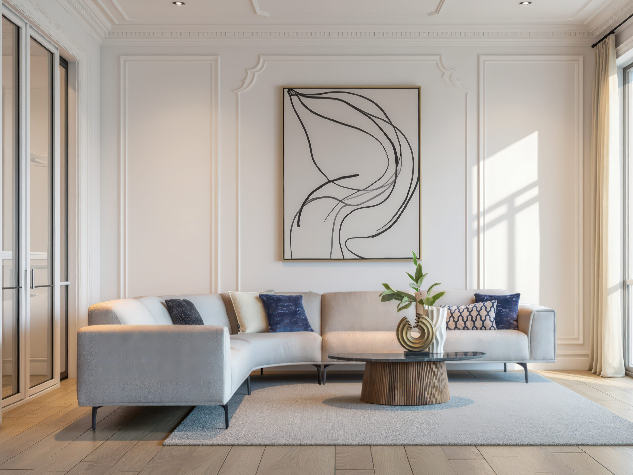 Tijdloze bank met royale zitplaatsen en luchtige uitstraling