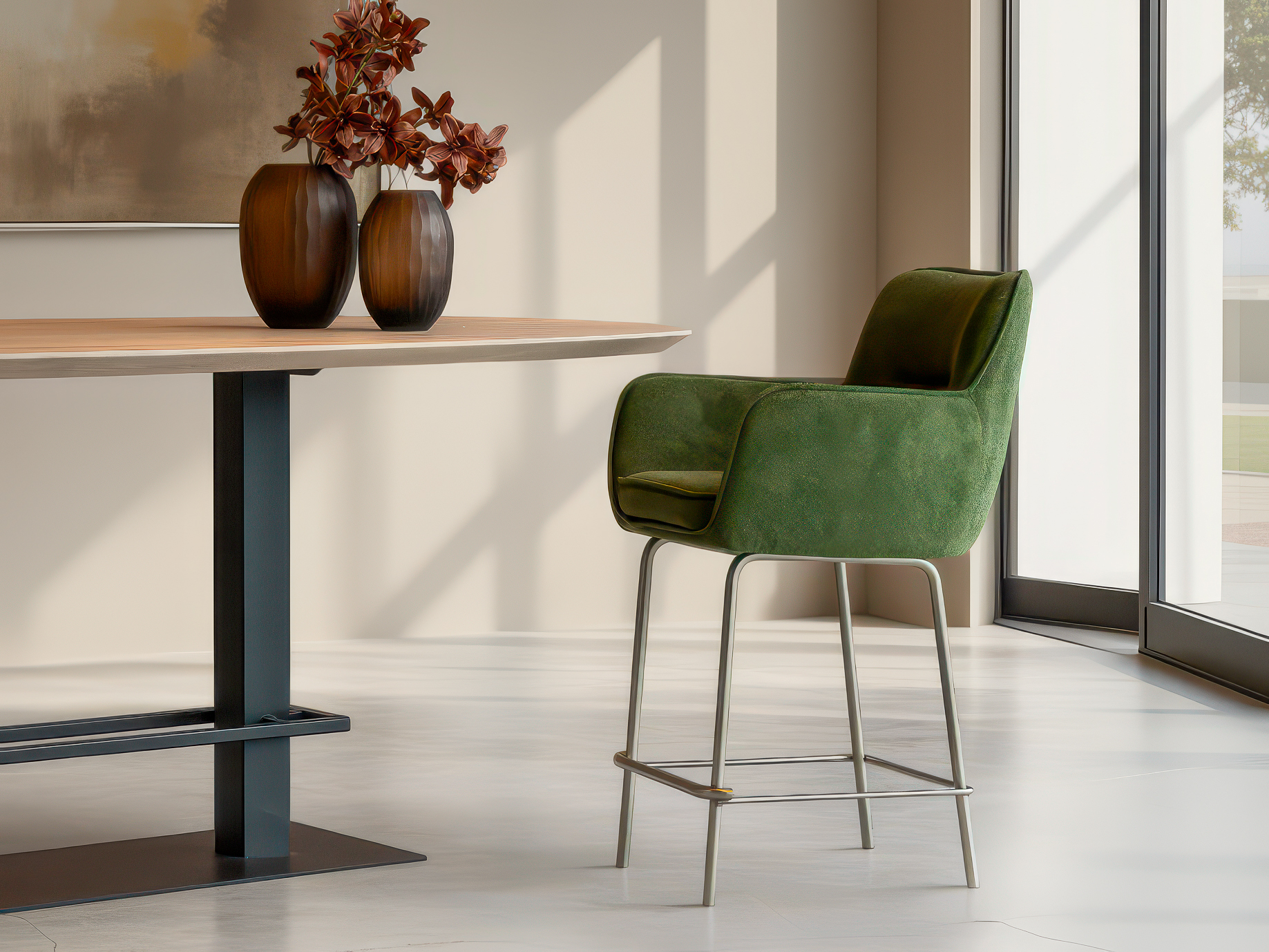 Barkruk met stijlvolle details en uitnodigende vorm