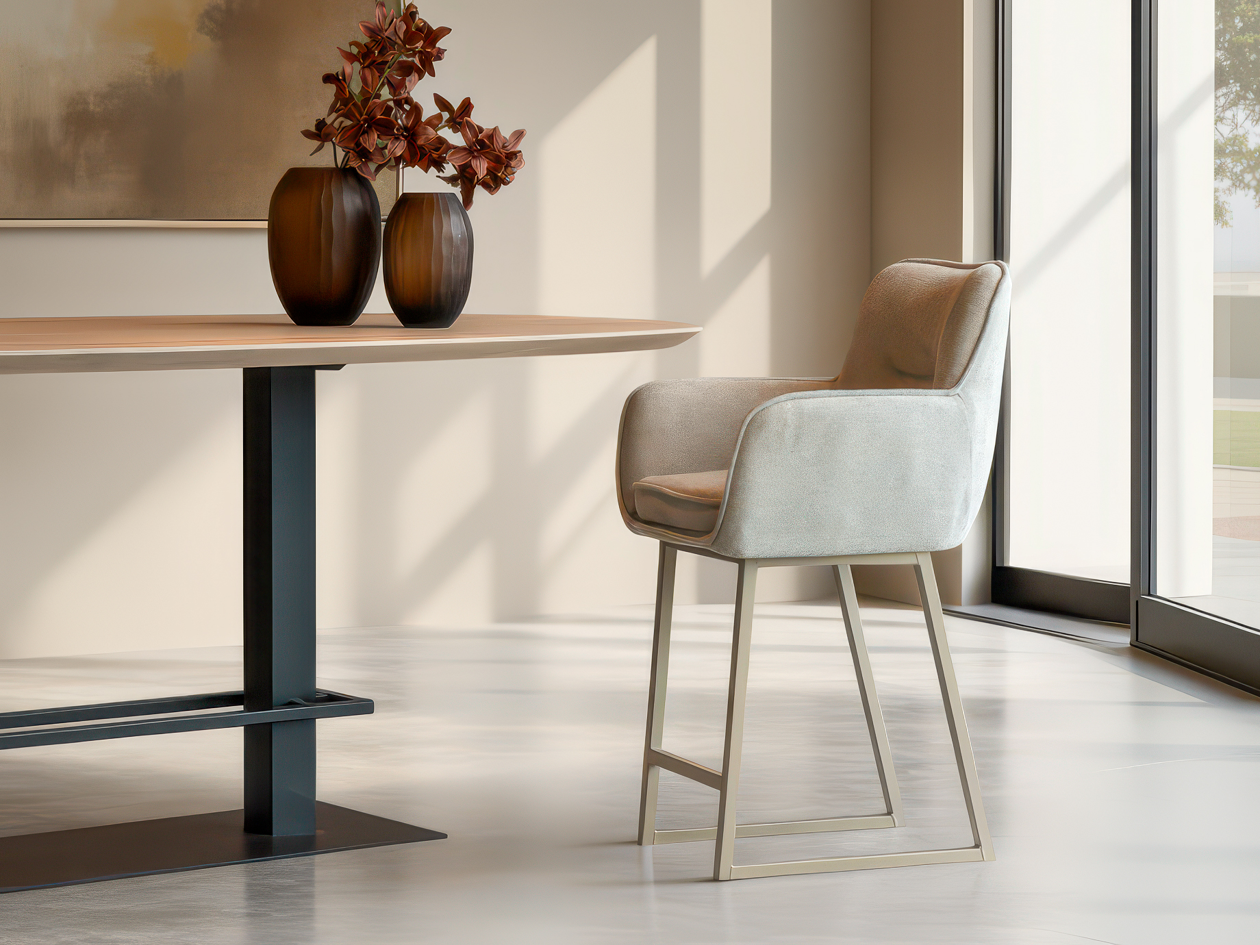 Subtiel vormgegeven barkruk voor moderne interieurs