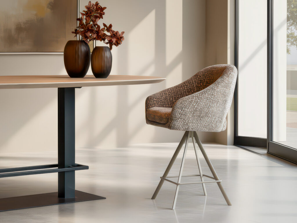 Moderne barkruk met draaibare zitting en comfortabele rugleuning