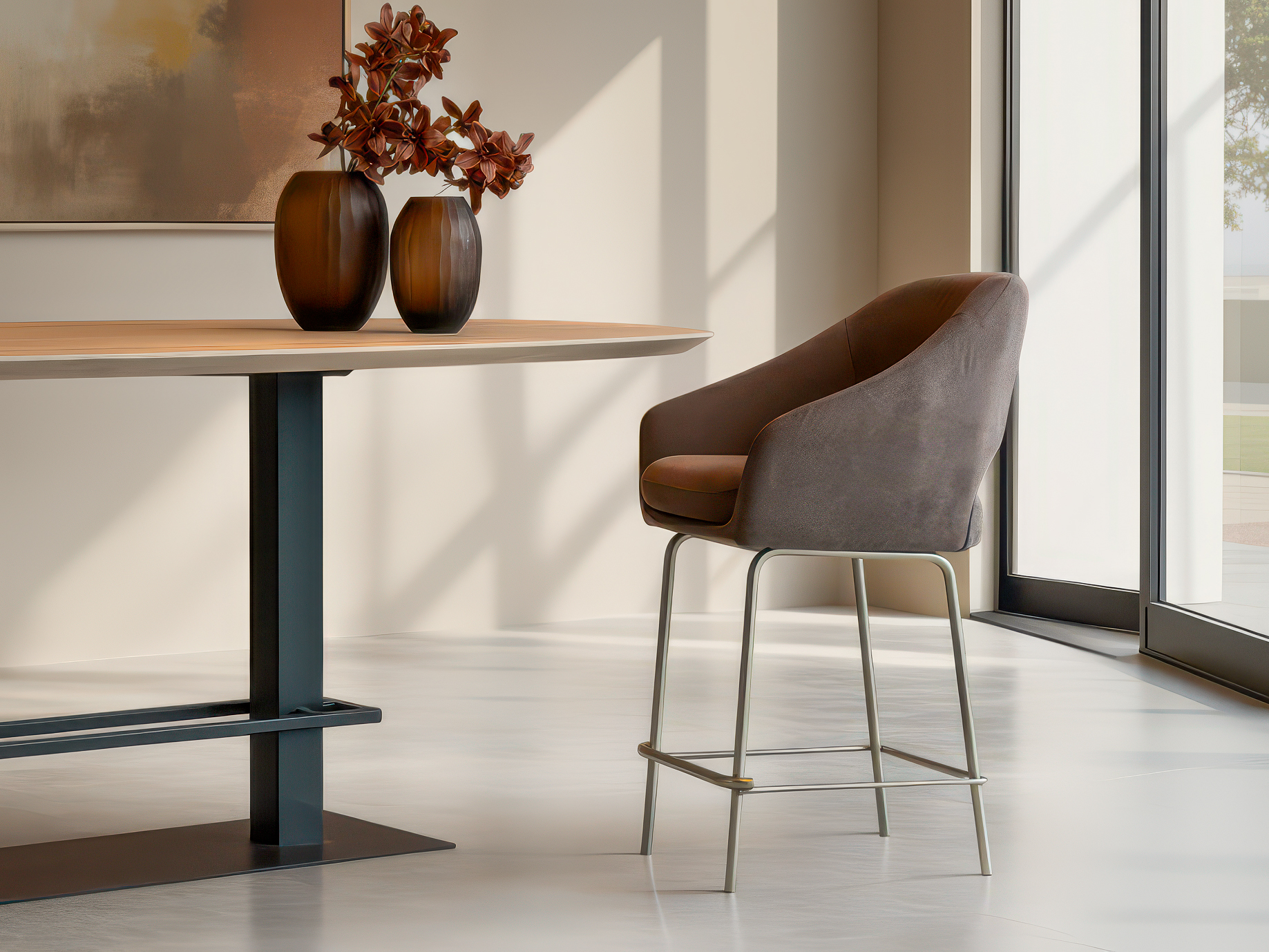 Stijlvolle barkruk met ronde vormen en fijn zitcomfort