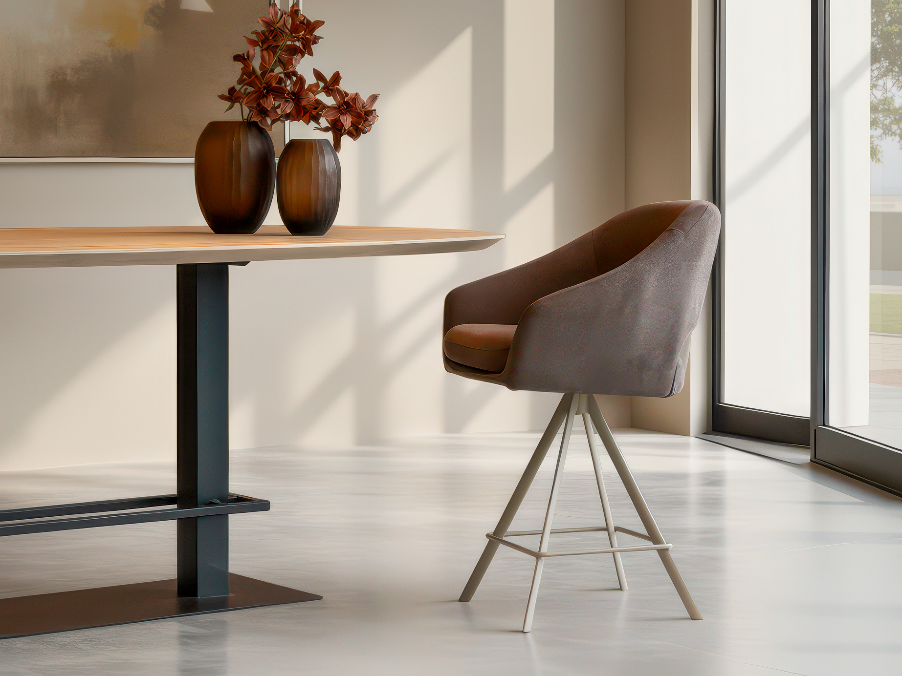 Comfortabele draaibare barkruk voor aan een hoge tafel of bar