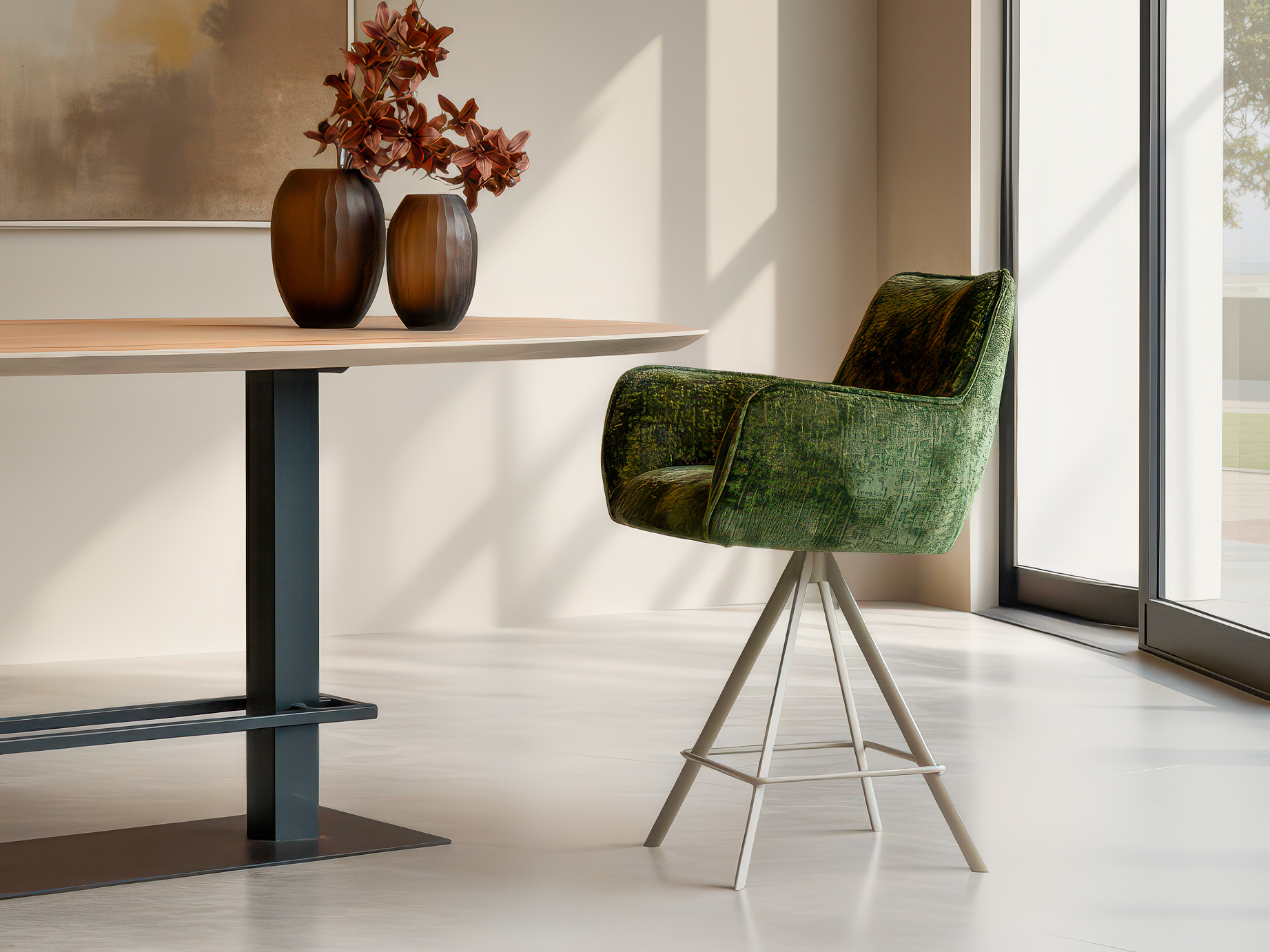 Barkruk in modern interieur met stijlvol silhouet