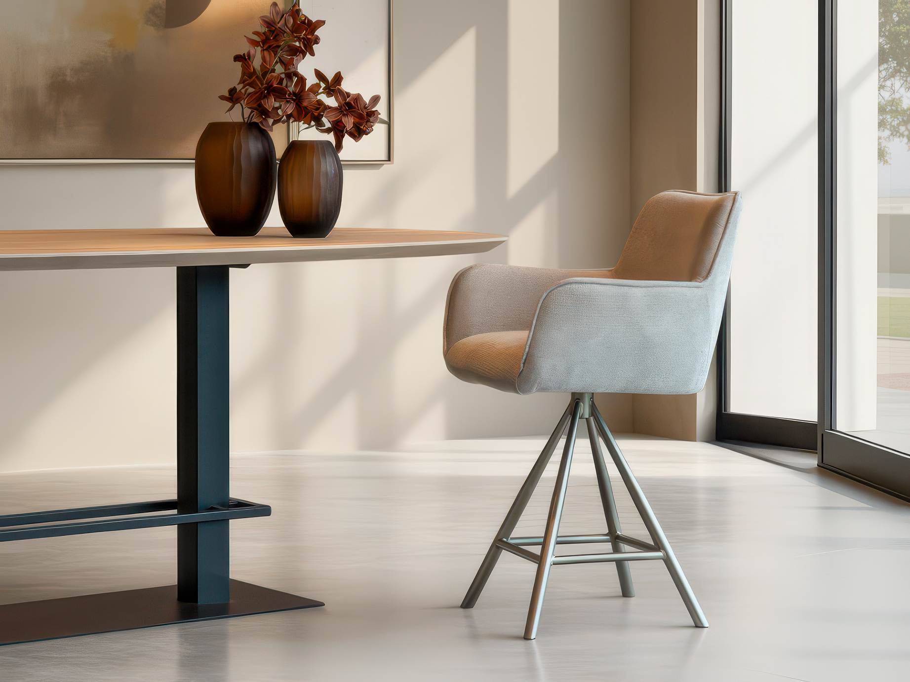 Comfortabele hoge stoel voor bar of kookeiland