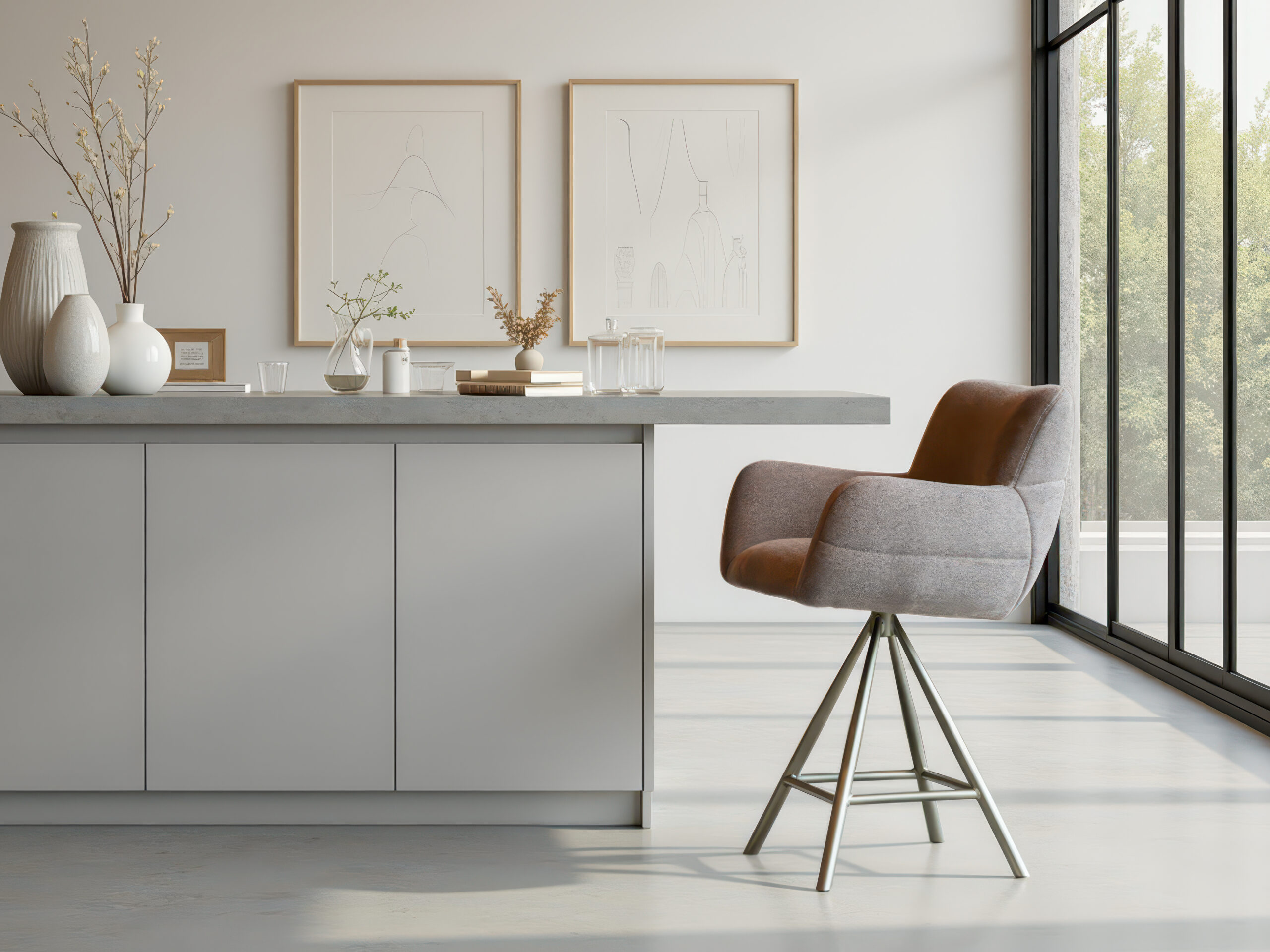 Stijlvolle barkruk met zachte stoffering en draaifunctie