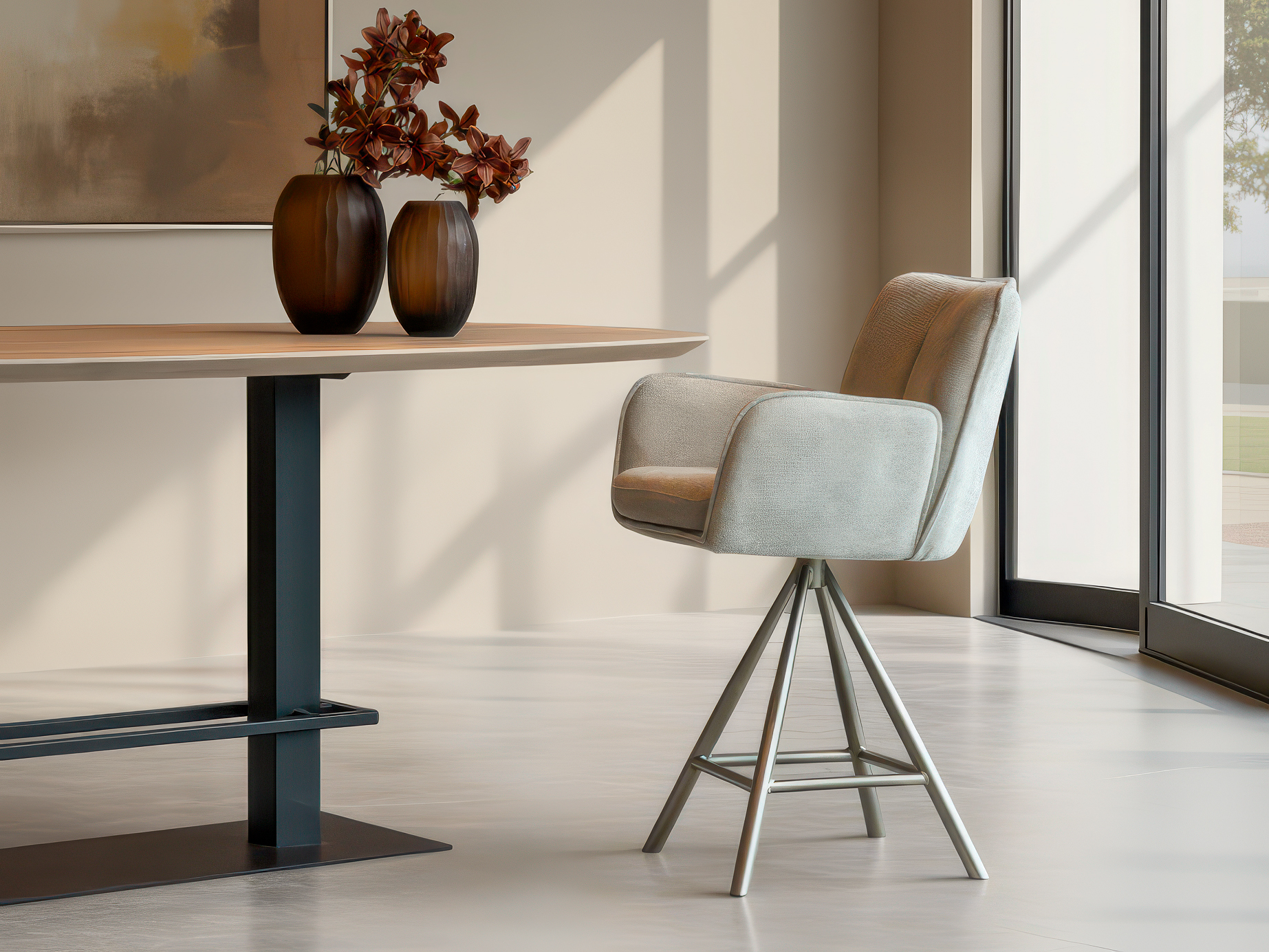 Barkruk met subtiele textuur in de bekleding