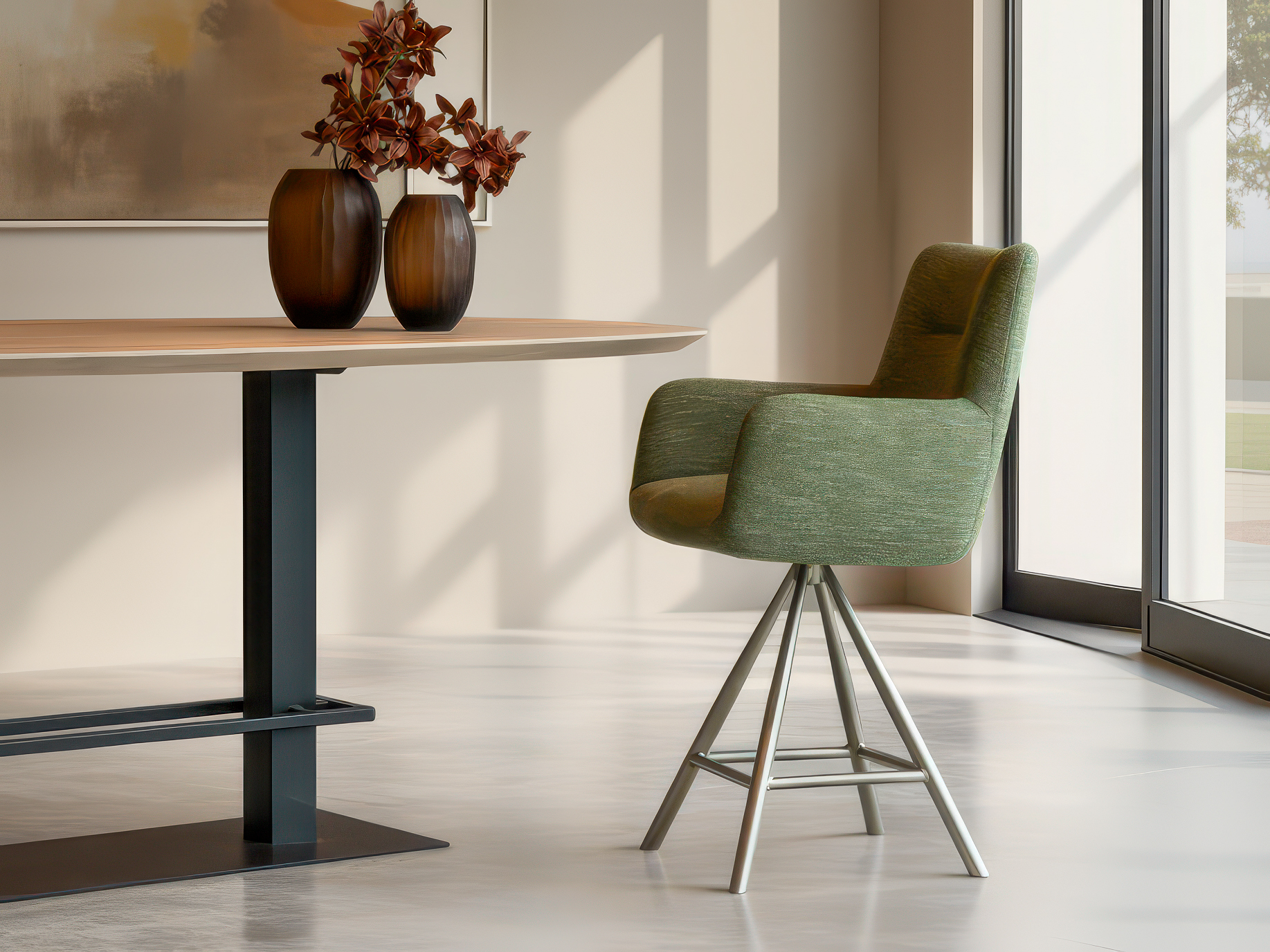 Elegante barkruk met hoge rug voor extra ondersteuning