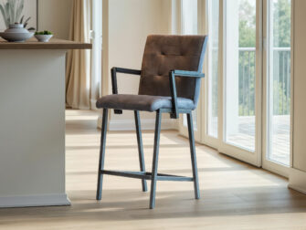 Barkruk Vertou - bull eco leder dark blue - capiton - met arm