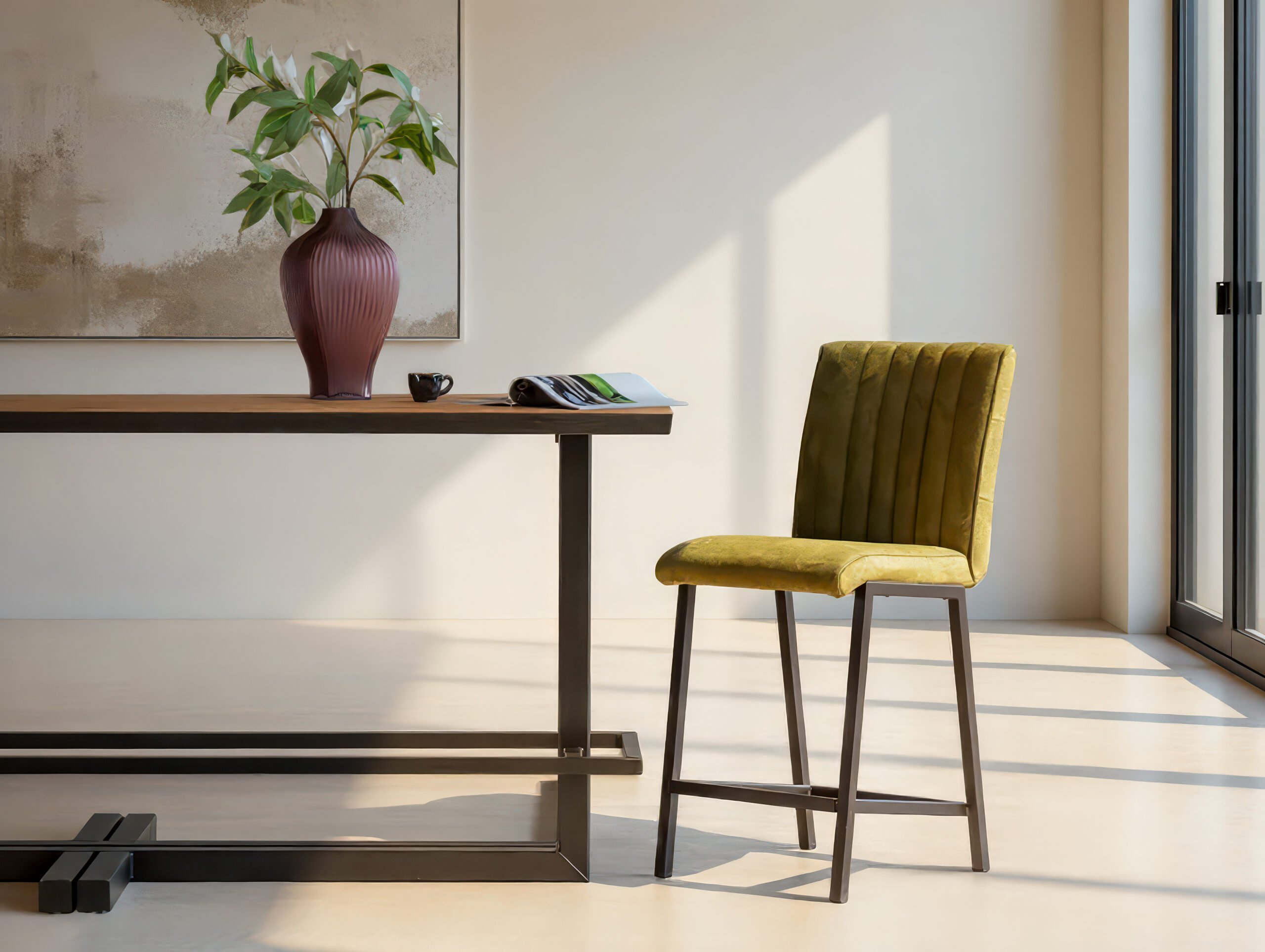 Barkruk Vertou - bull eco leder moss - vertical - zonder arm