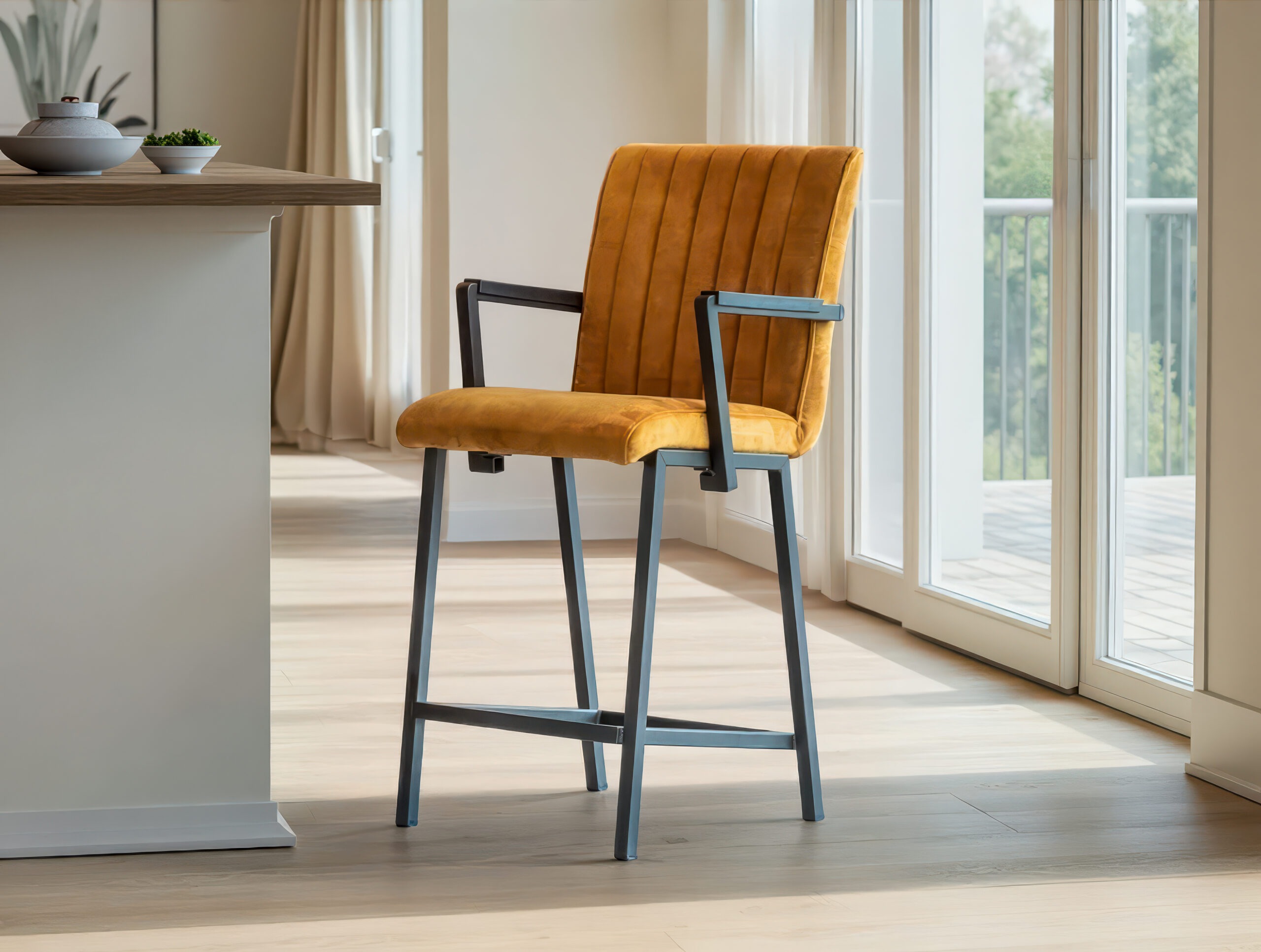 Barkruk Vertou - adore gold - vertical - met arm