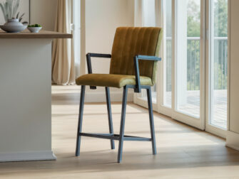 Barkruk Vertou - bull eco leder moss - vertical - met arm