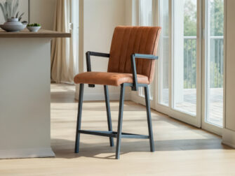 Barkruk Vertou - bull eco leder tobacco - vertical - met arm