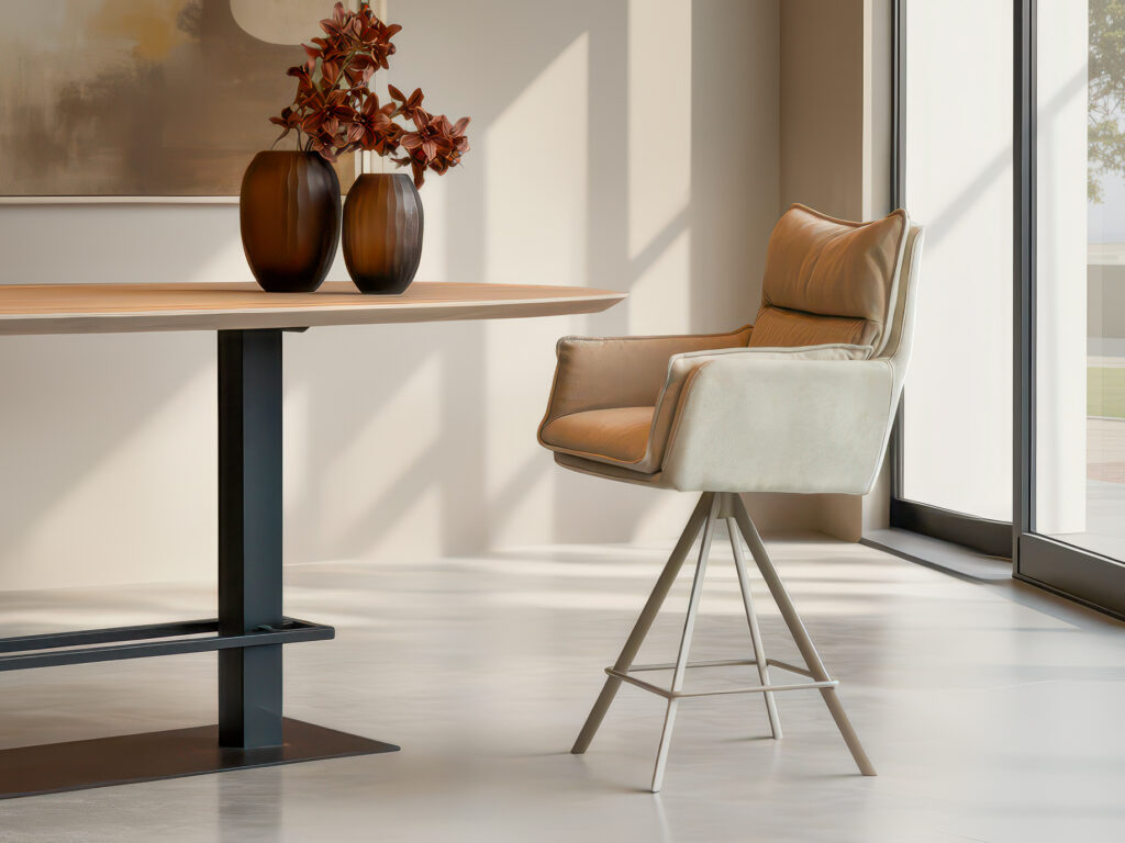 Barkruk met ergonomisch zitvlak en industriële uitstraling