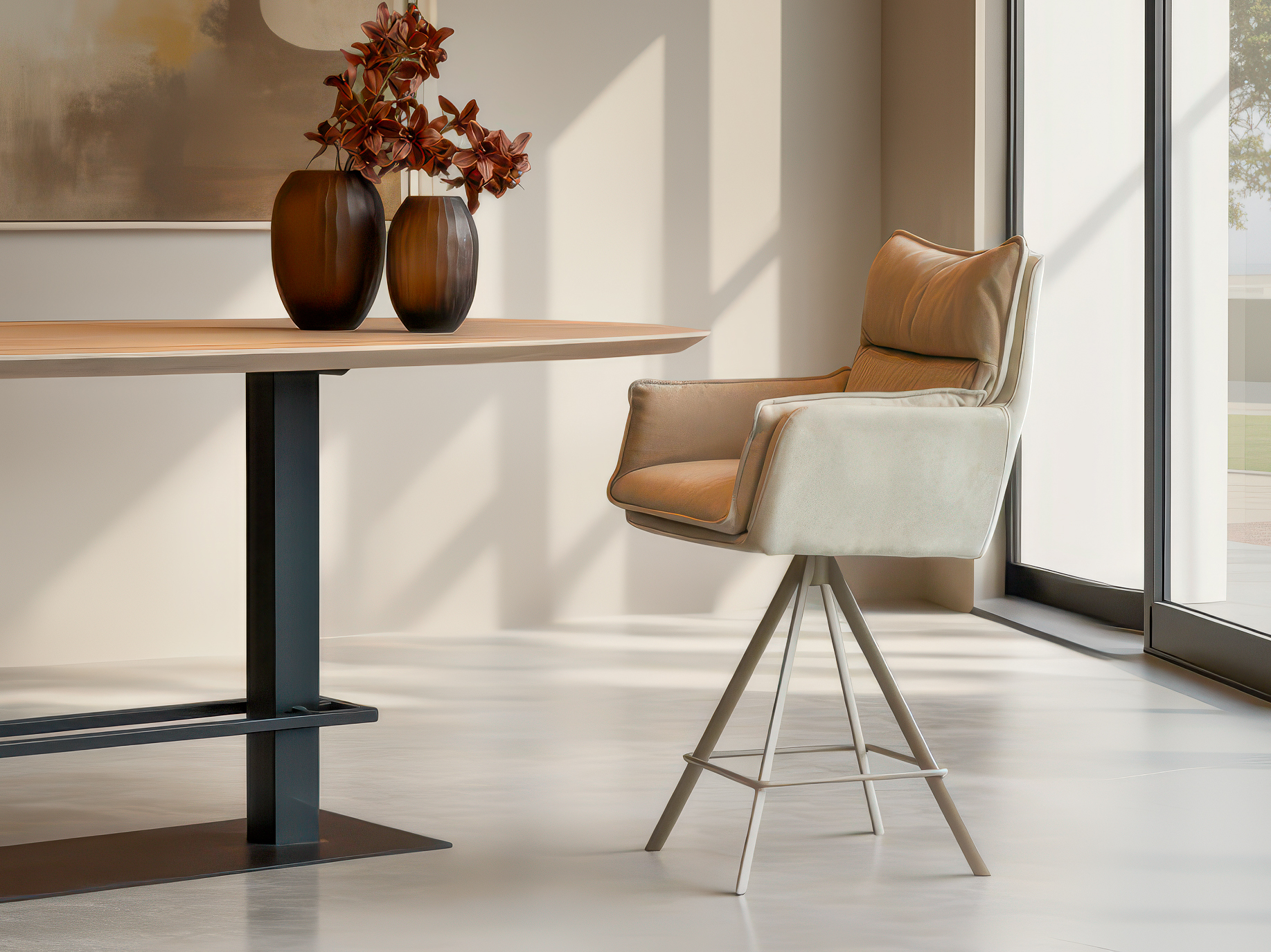 Barkruk met ergonomisch zitvlak en industriële uitstraling