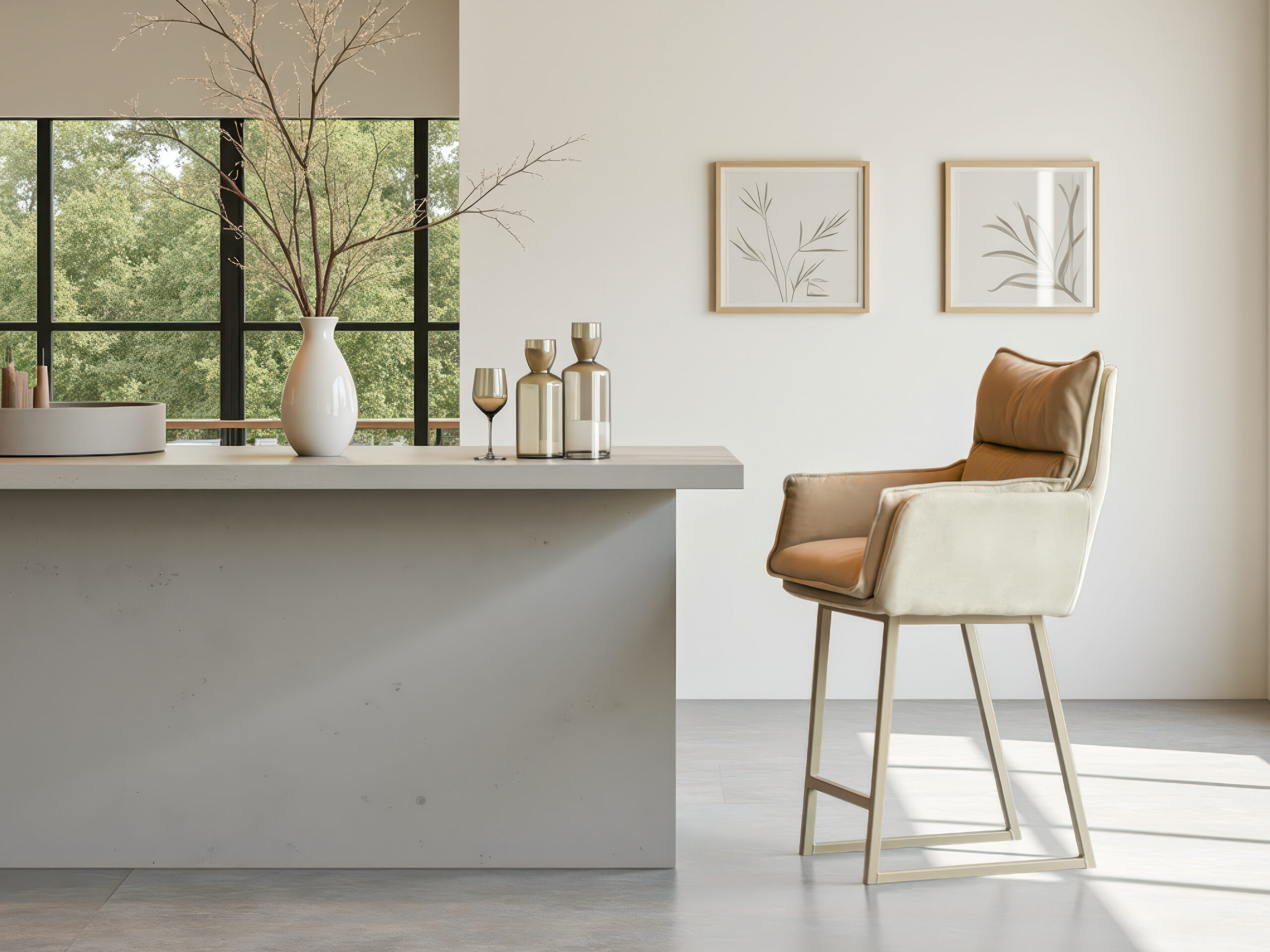 Barkruk met hoogwaardige bekleding en industriële basis