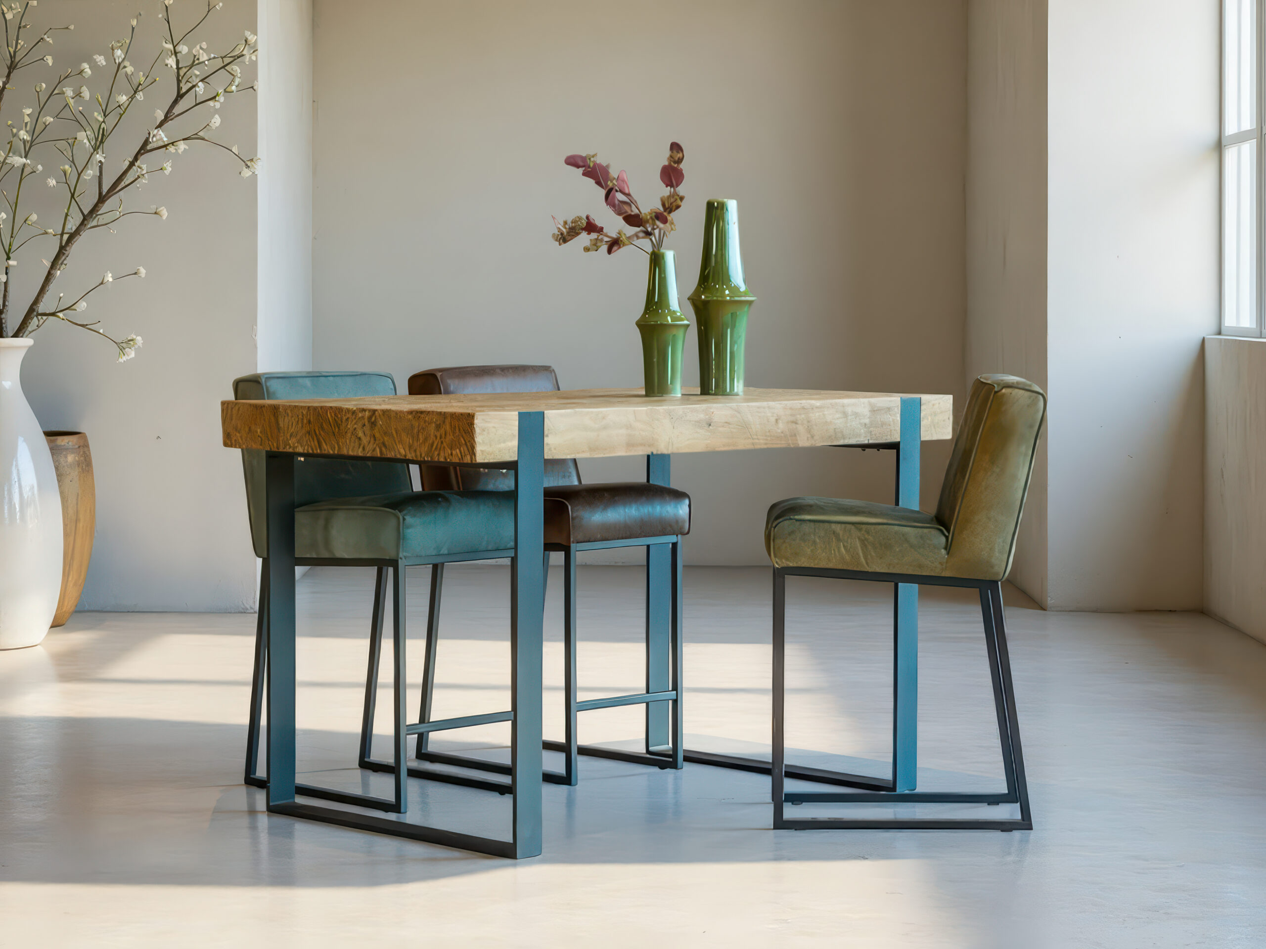 Barkruk Pesara - africa leer olive - zithoogte 69cm