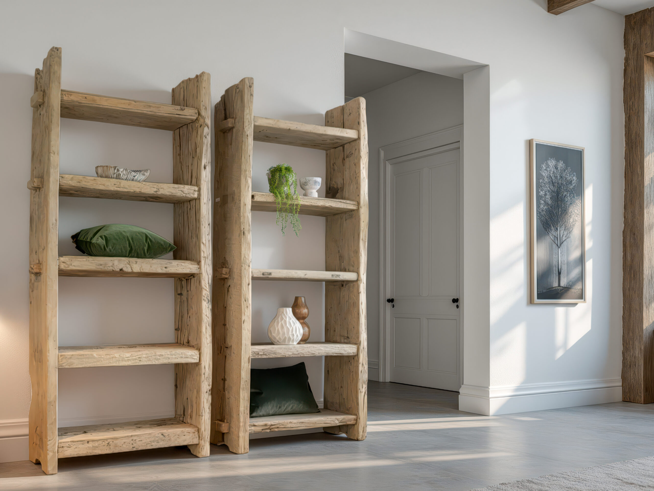 Open wandkast met een robuuste, ambachtelijke uitstraling