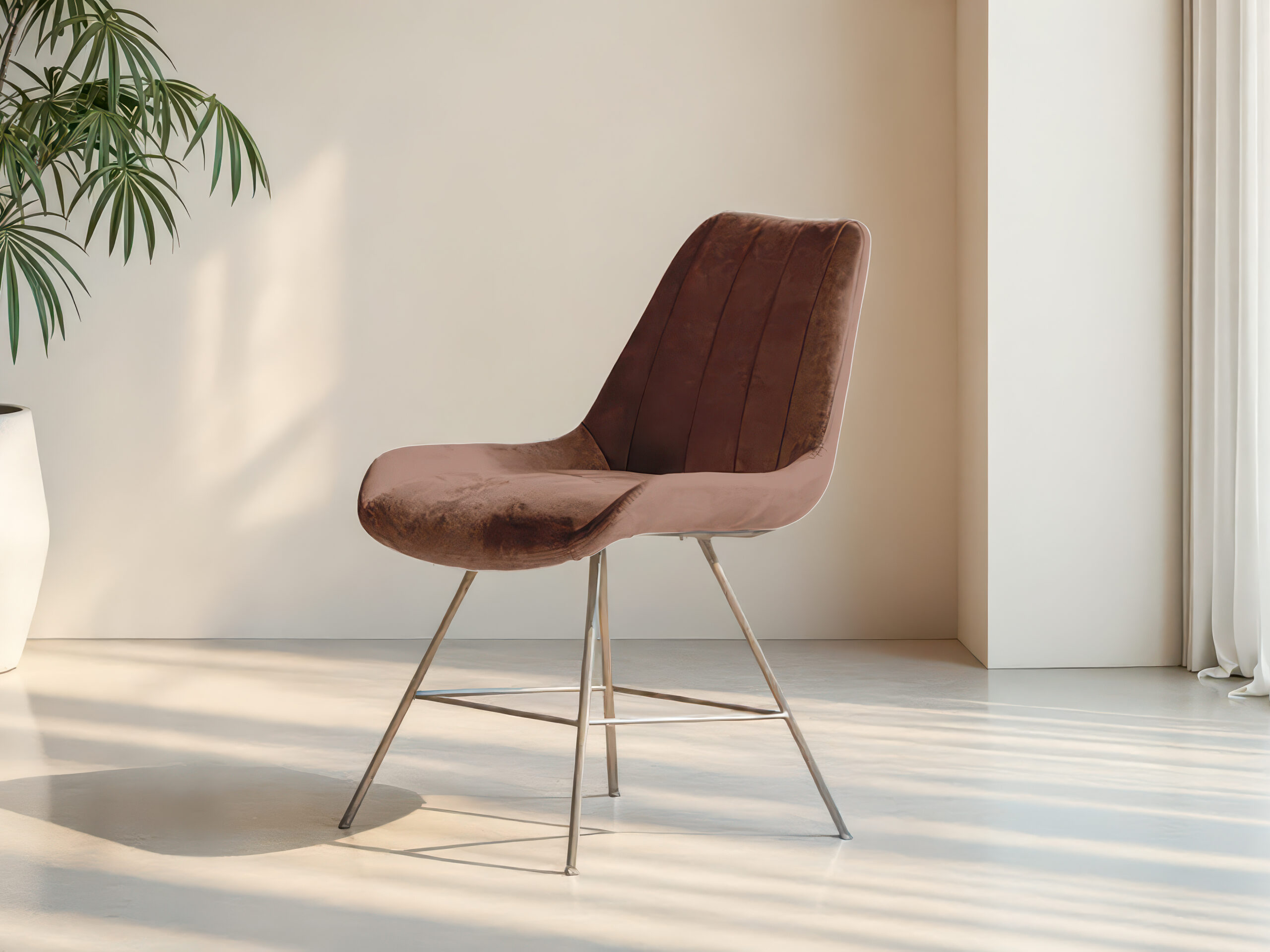 Eetkamerstoel met metalen poten en moderne vorm