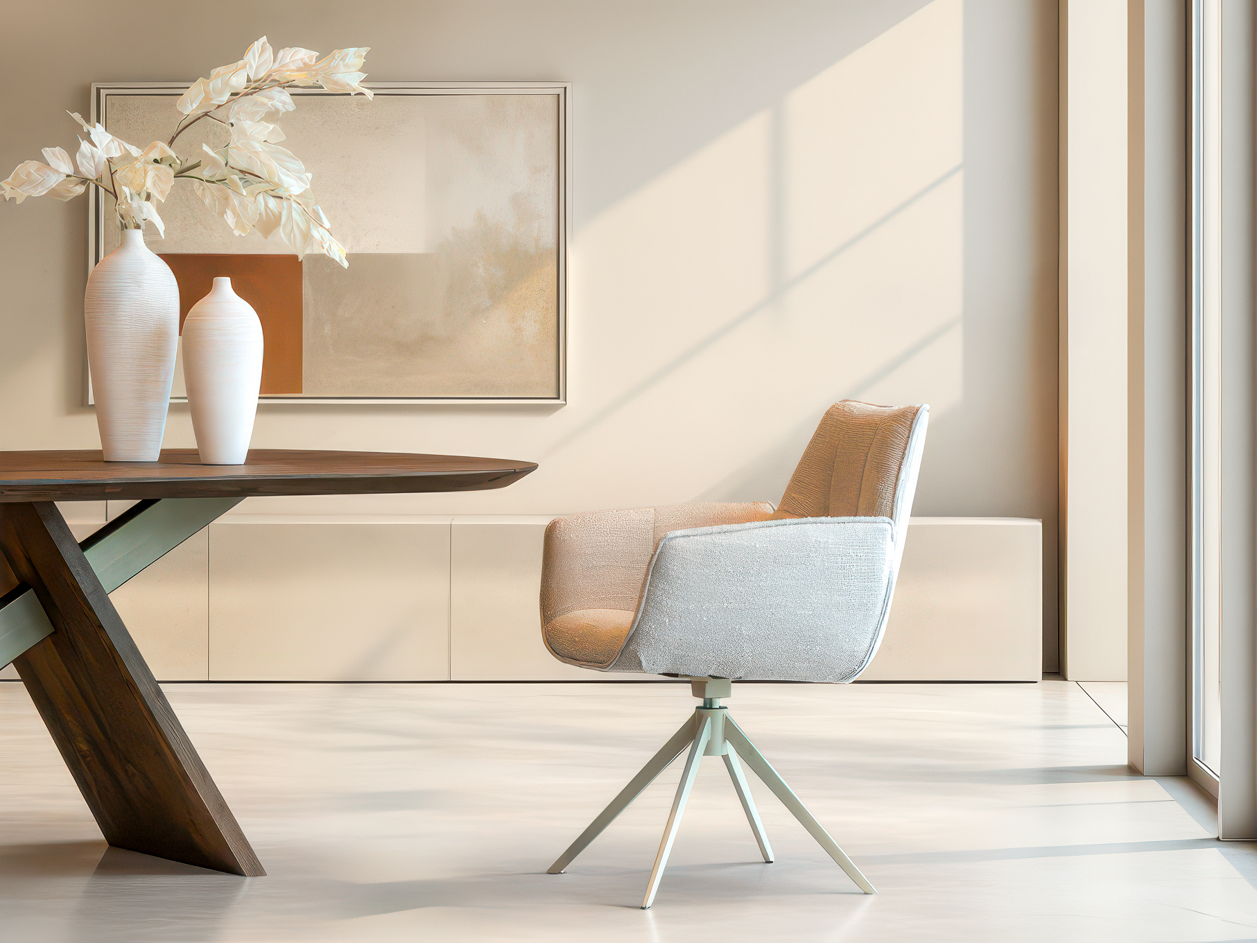 Gezellige eetkamerstoel met uitnodigend zitcomfort en stevig frame