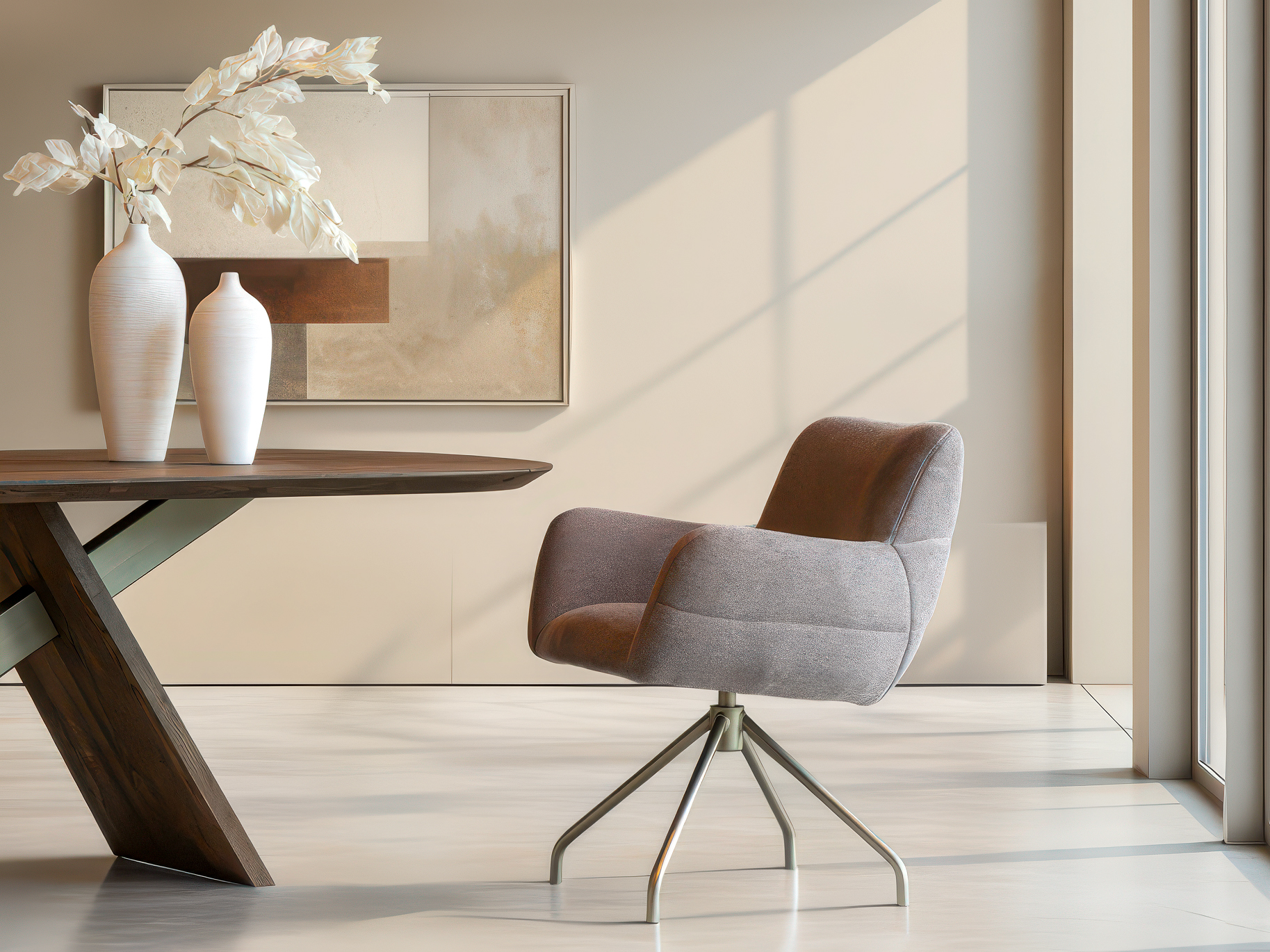 Stijlvolle draaistoel met comfortabele armleuningen