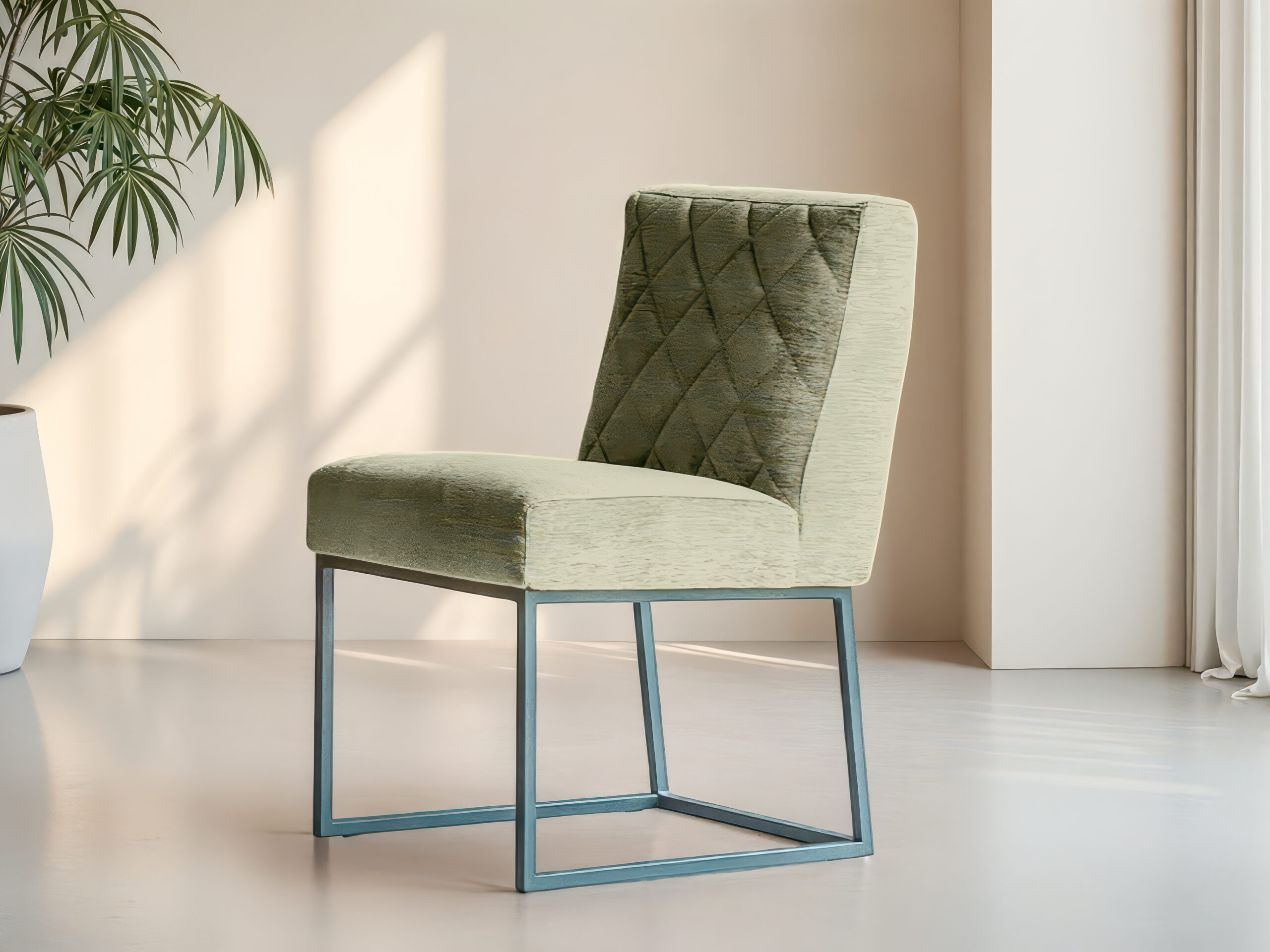 Designstoel met rechte rugleuning en moderne uitstraling