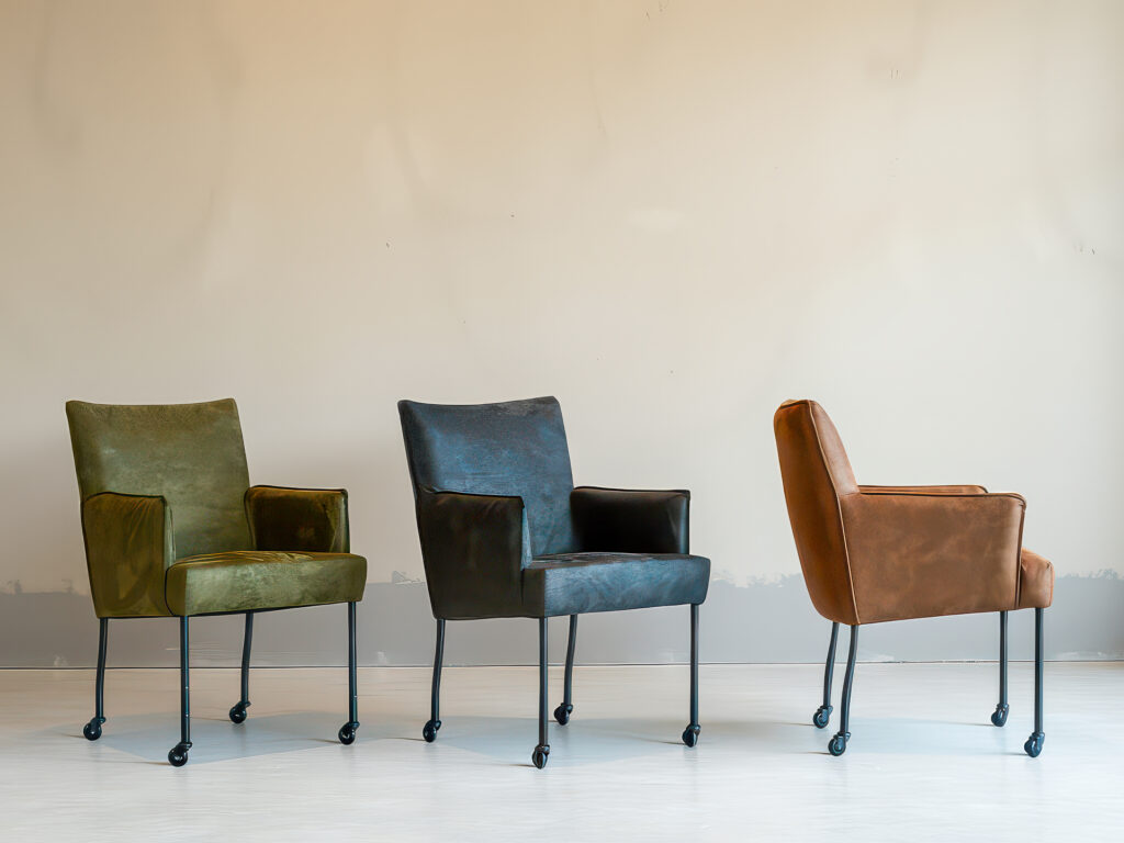 Eetkamerstoelen Nardo - bull eco leder moss - bull eco leder antraciet - bull eco leder camel