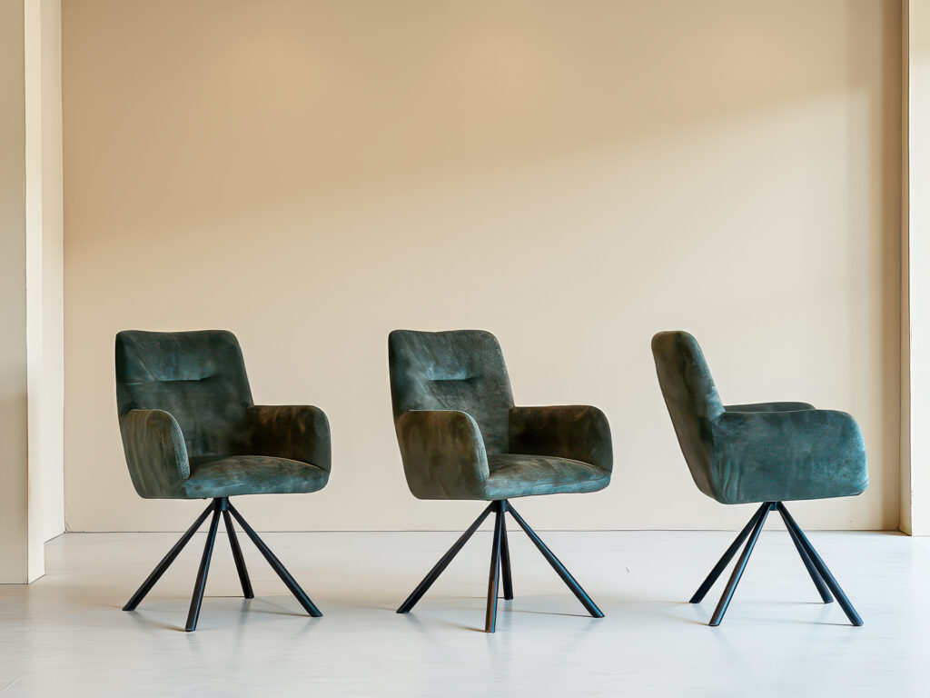 Eetkamerstoelen Santorini - adore hunter - onderstel d - metaalkleur zwart