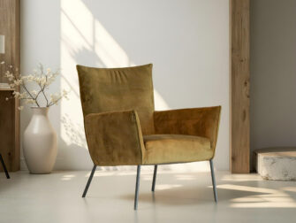 Comfortabele designfauteuil in mosgroene kleur
