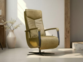 Groen leren relaxstoel met verstelbare rugleuning