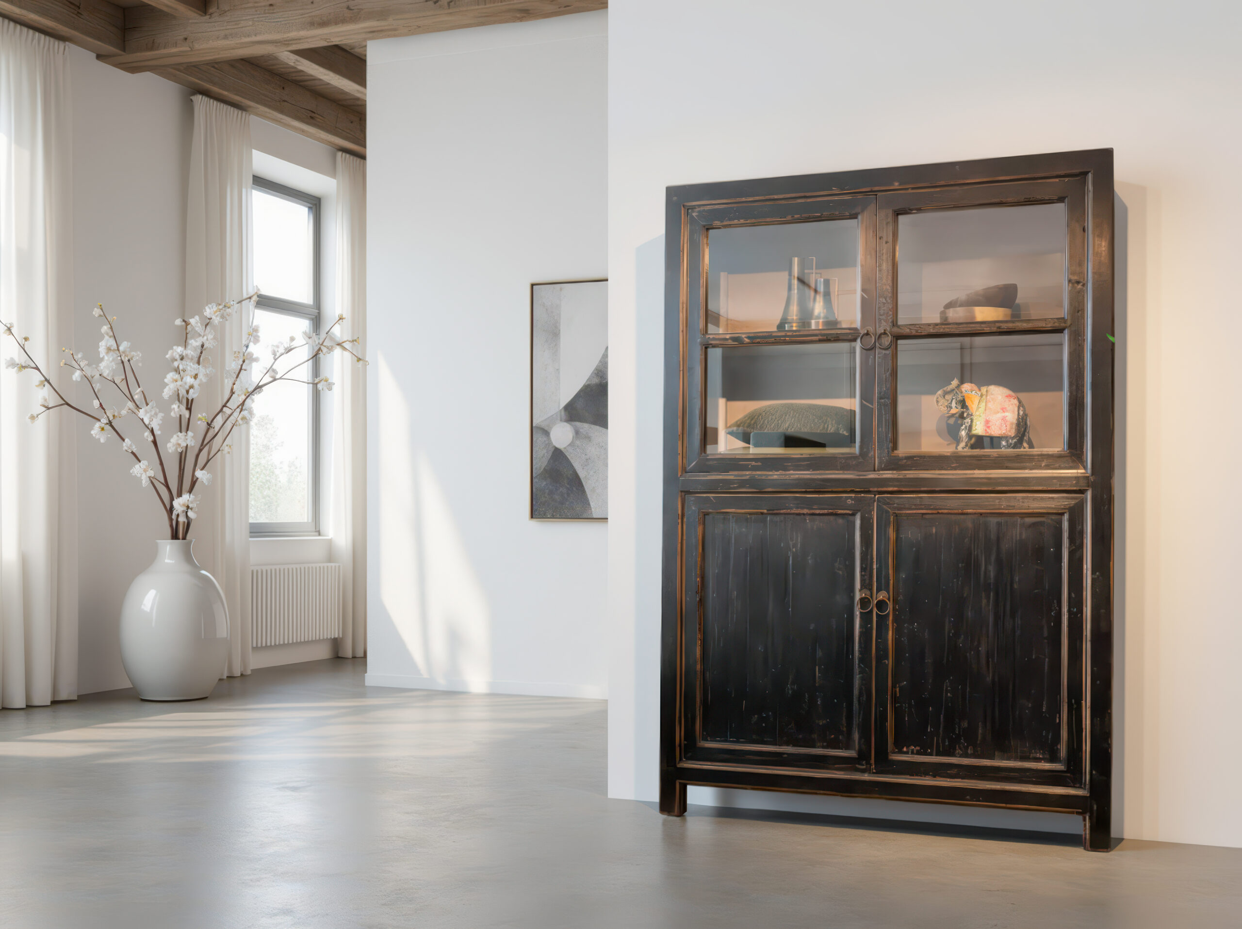 vitrinekast die elegantie en functionaliteit samenbrengt