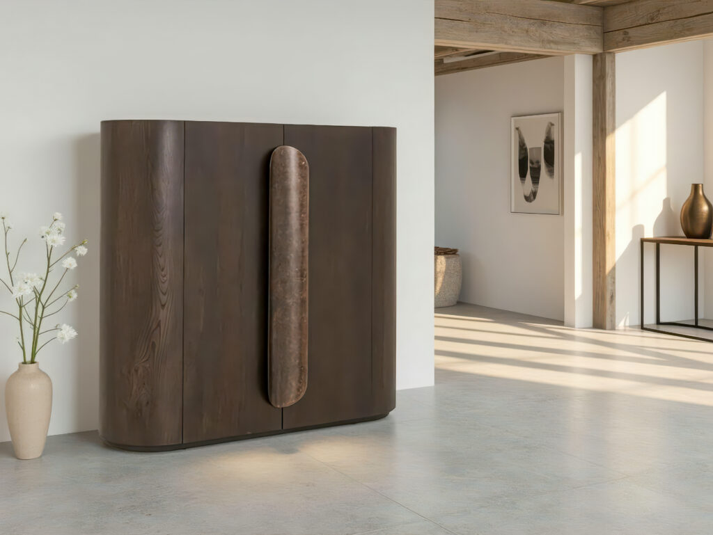 Chique kast van oak veneer dark brown met afgeronde hoeken