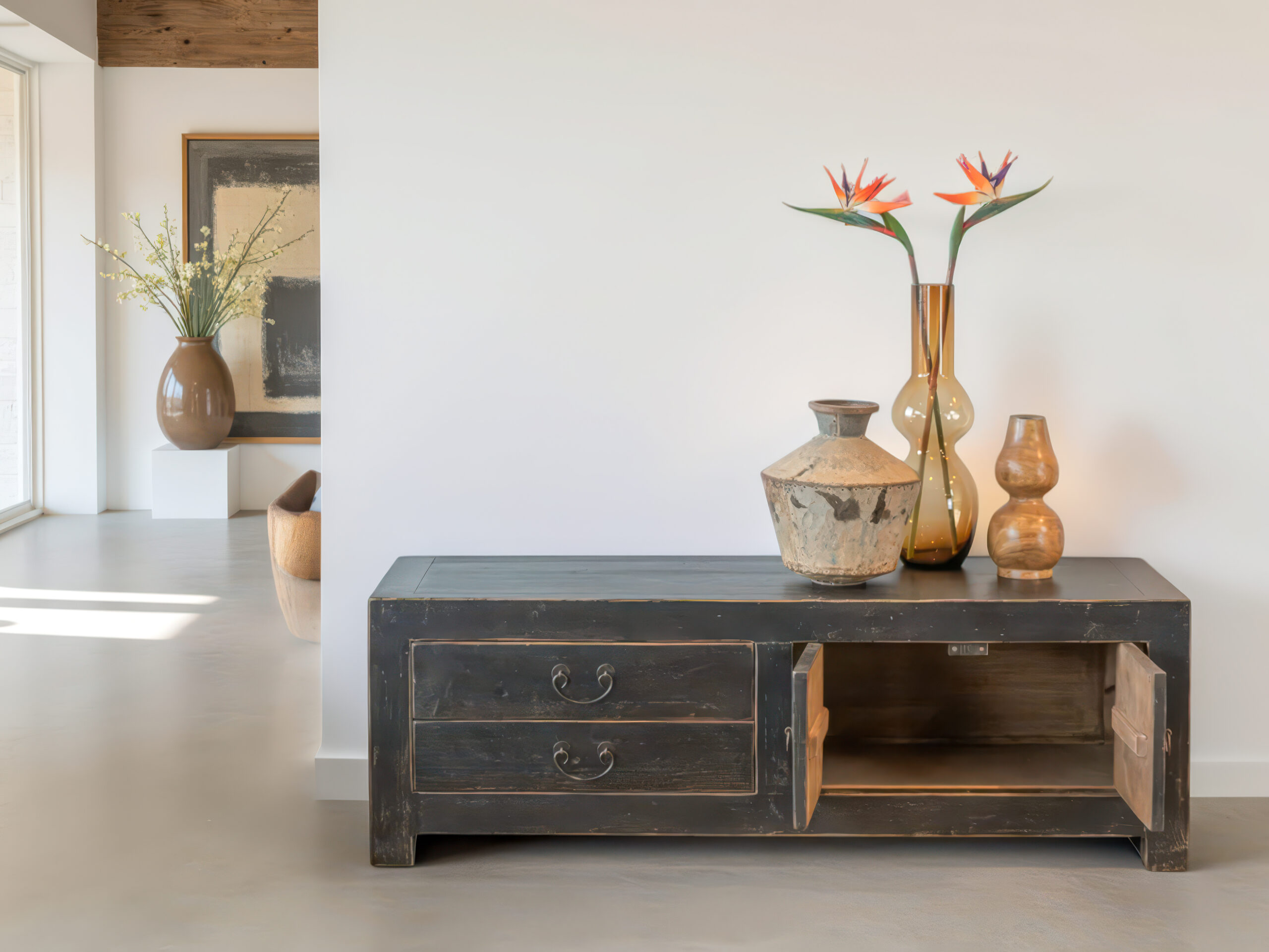 tv-meubel met een robuuste uitstraling old balck