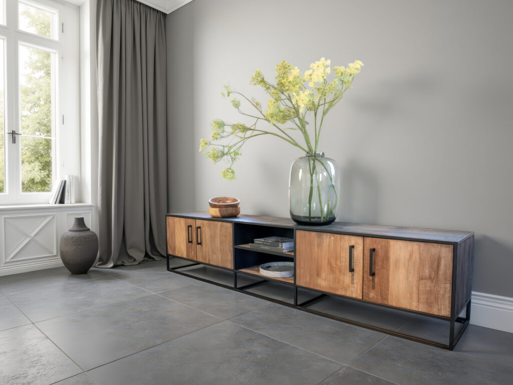 Compact tv-meubel dat elegantie en functionaliteit combineert