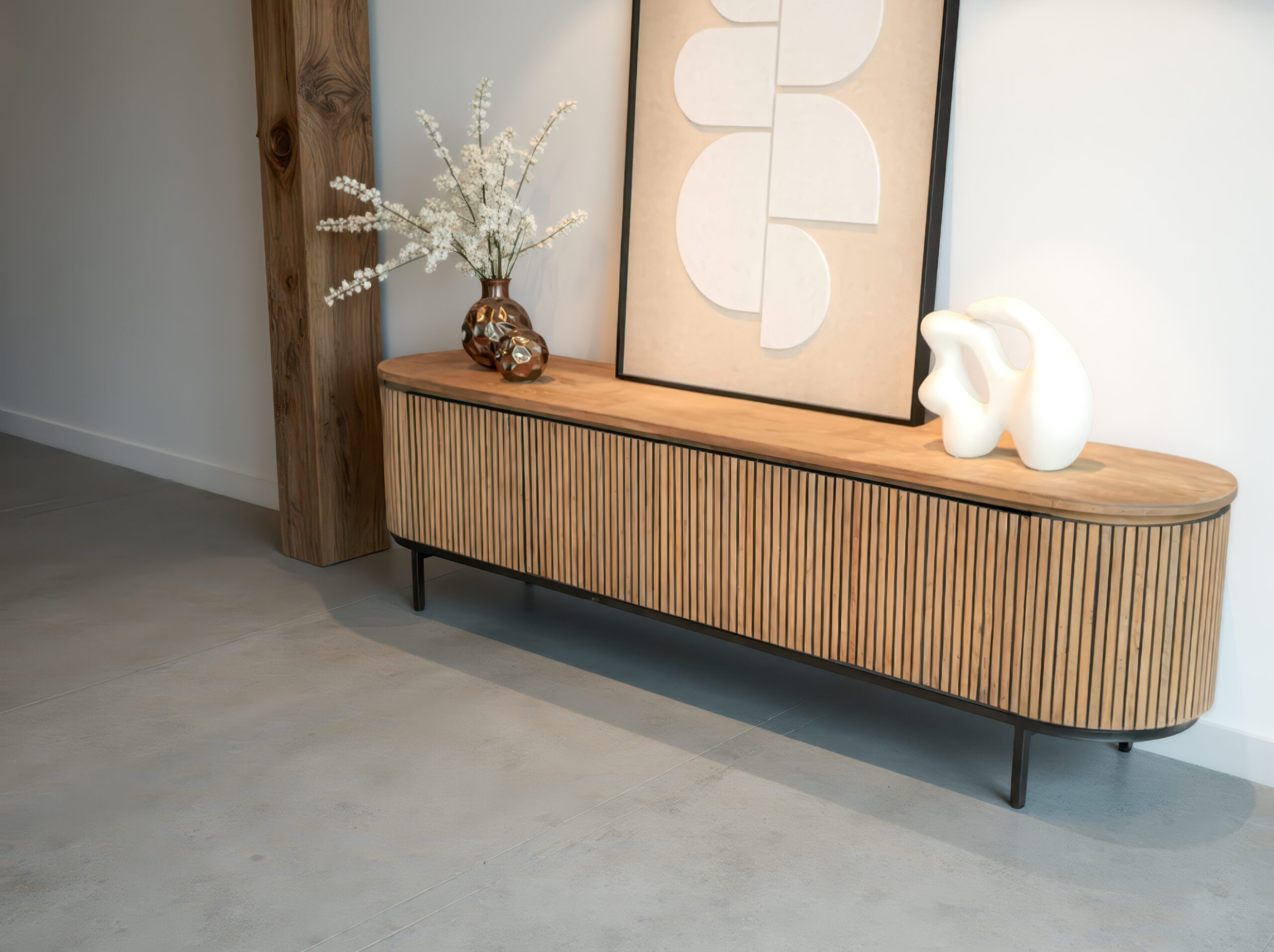 design tv-meubel dat opvalt door zijn unieke afwerking en vormgeving