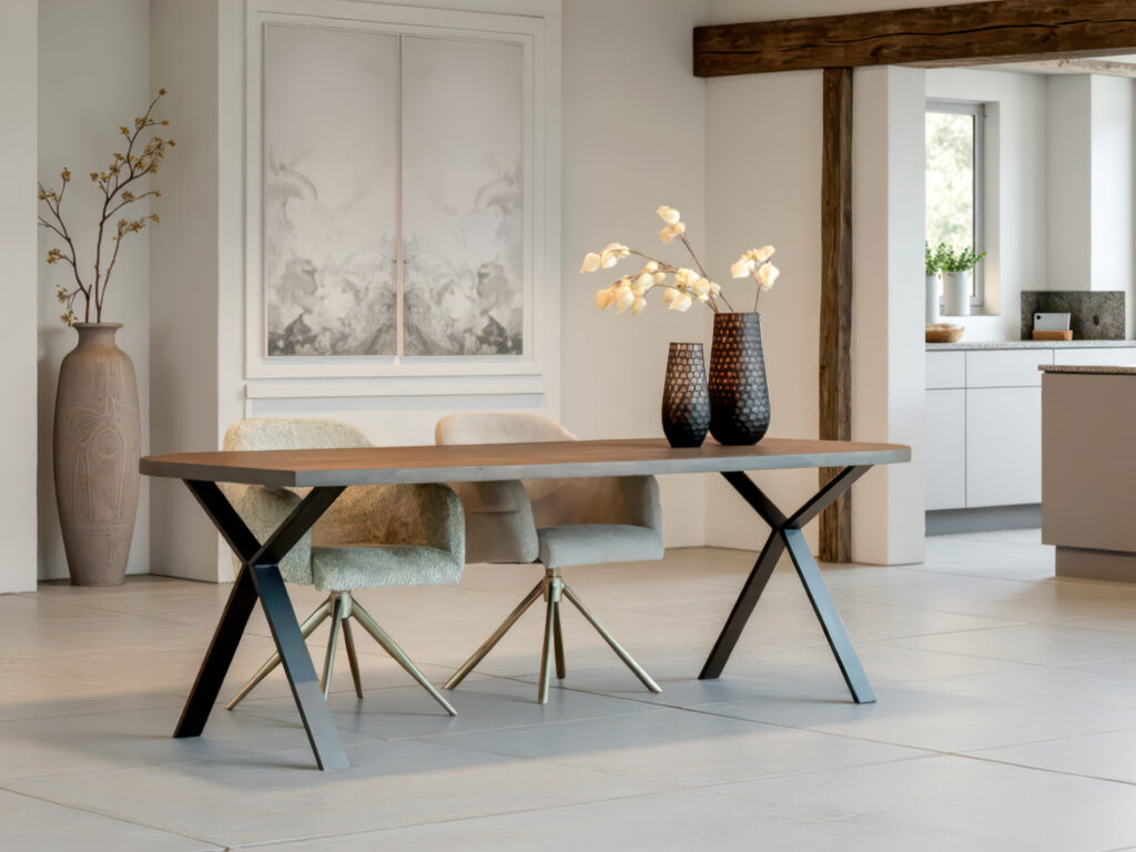 Vrij gevormde tafel van massief eikenhout