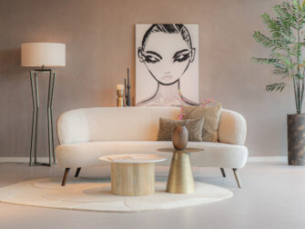 Bank Betis - 3 zits - sneak beige - bull liver ronde zit bank