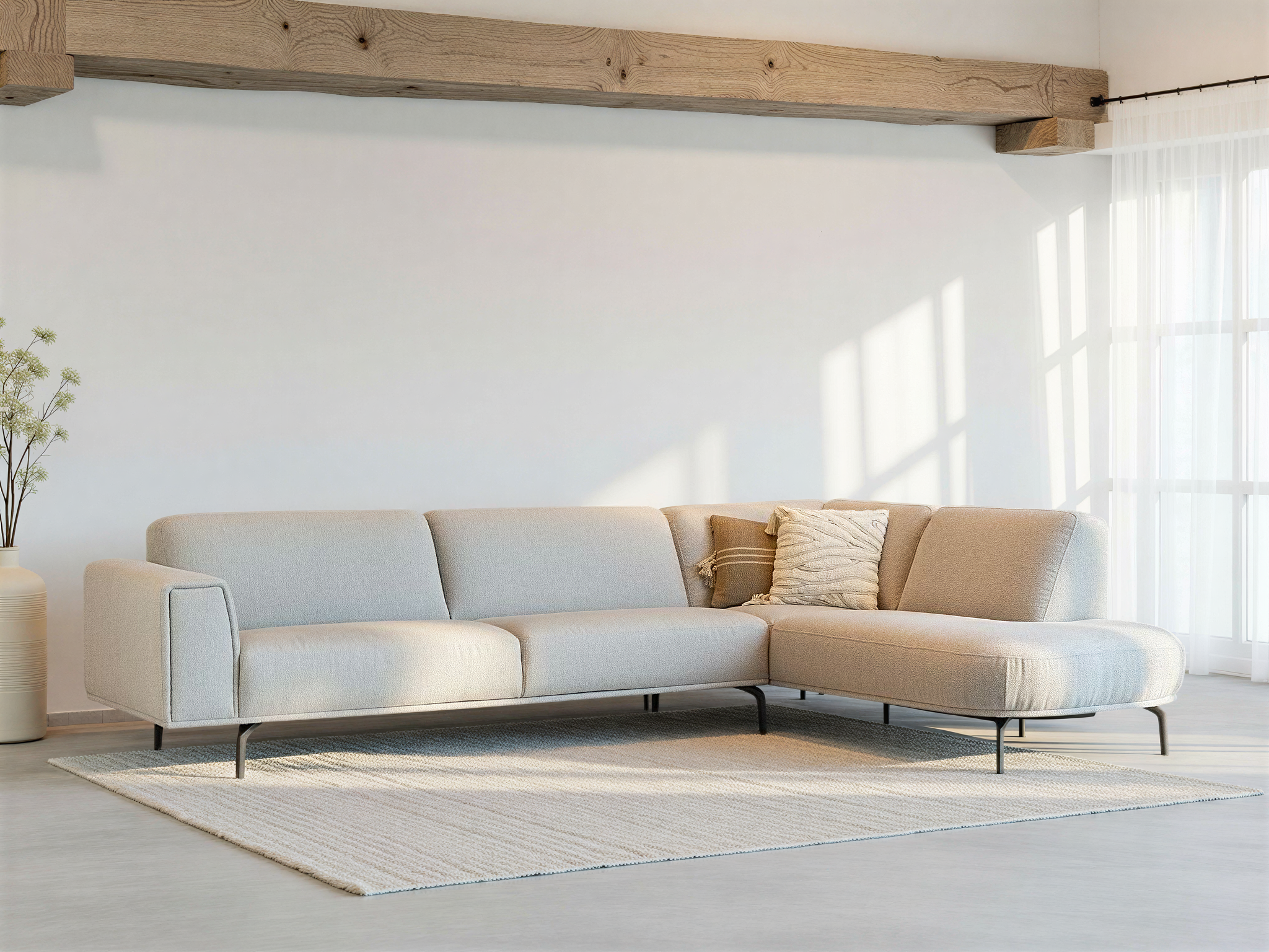 hoekbank in beige kleur