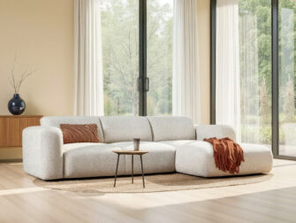 Stijlvolle modulaire bank met zachte stof en minimalistisch design