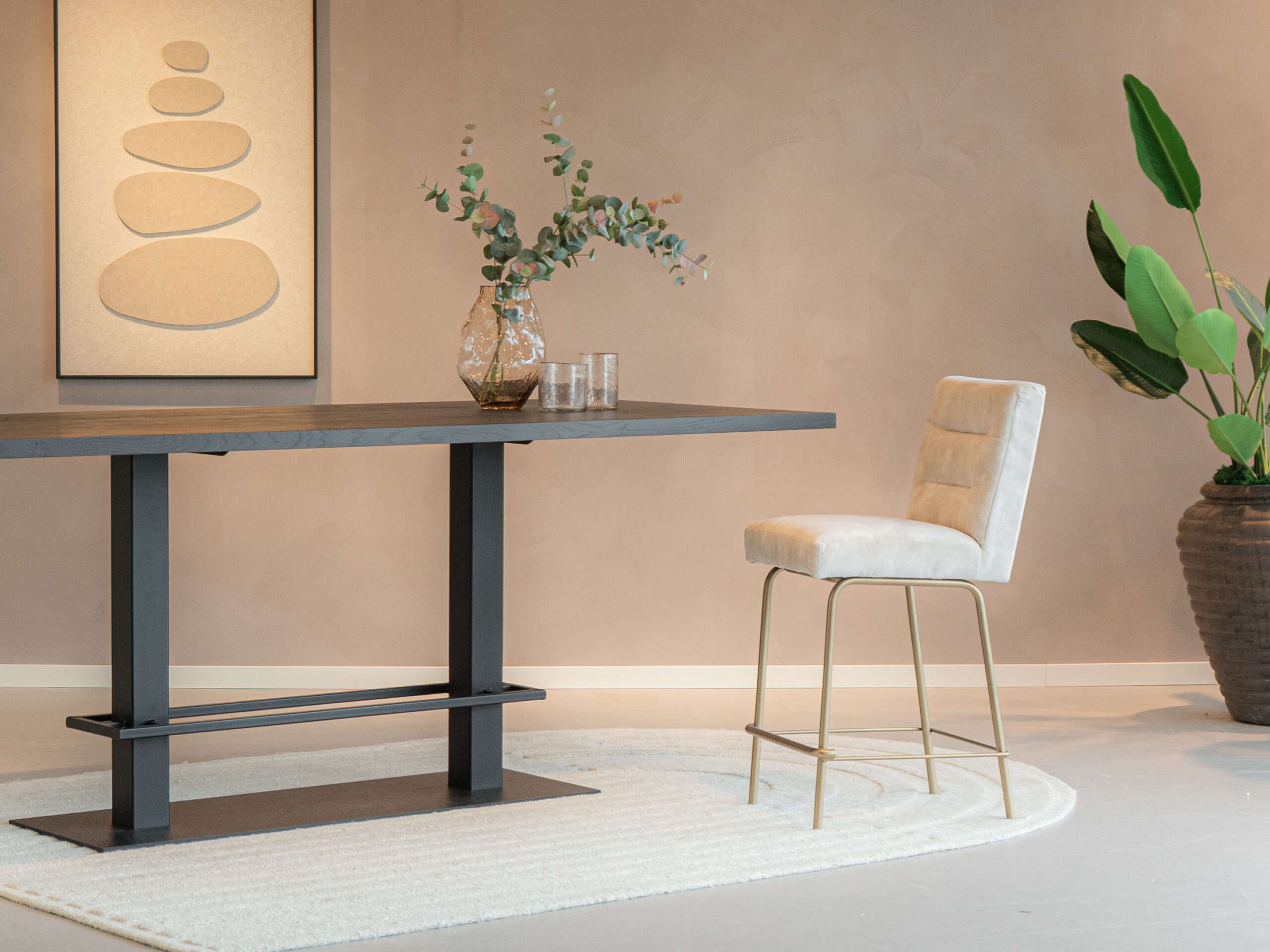 Barkruk met fluweelzachte velvet linnen bekleding