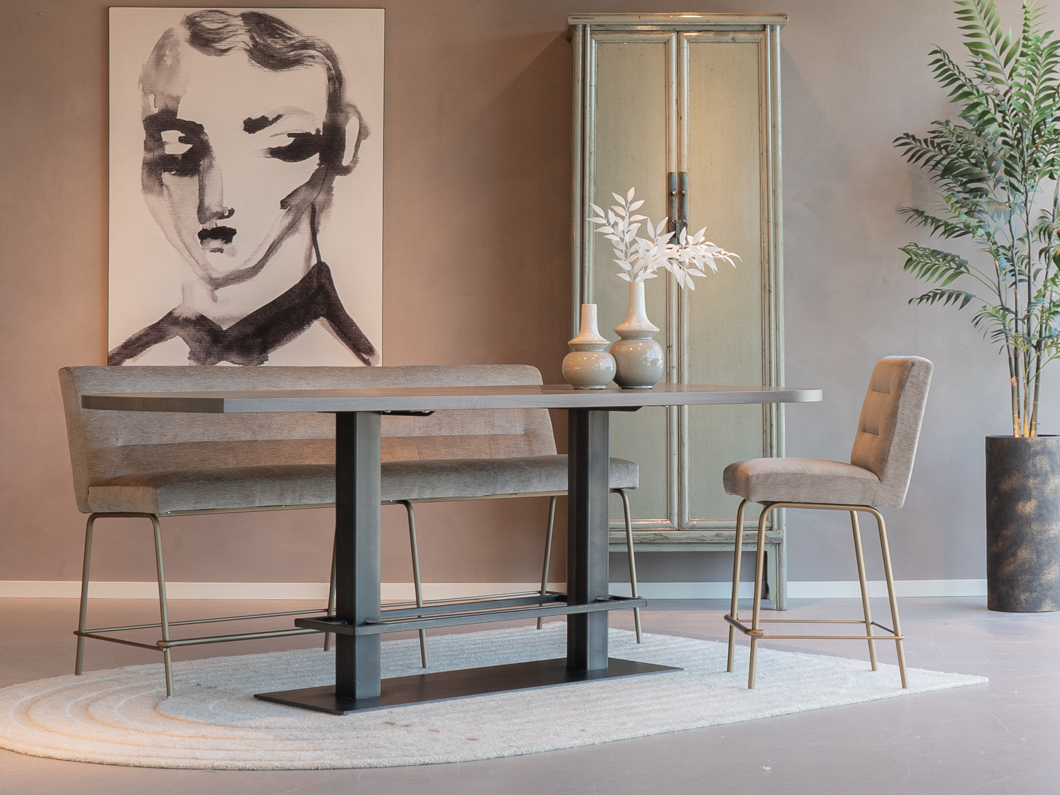 bartafel bank met hoogte van 65cm