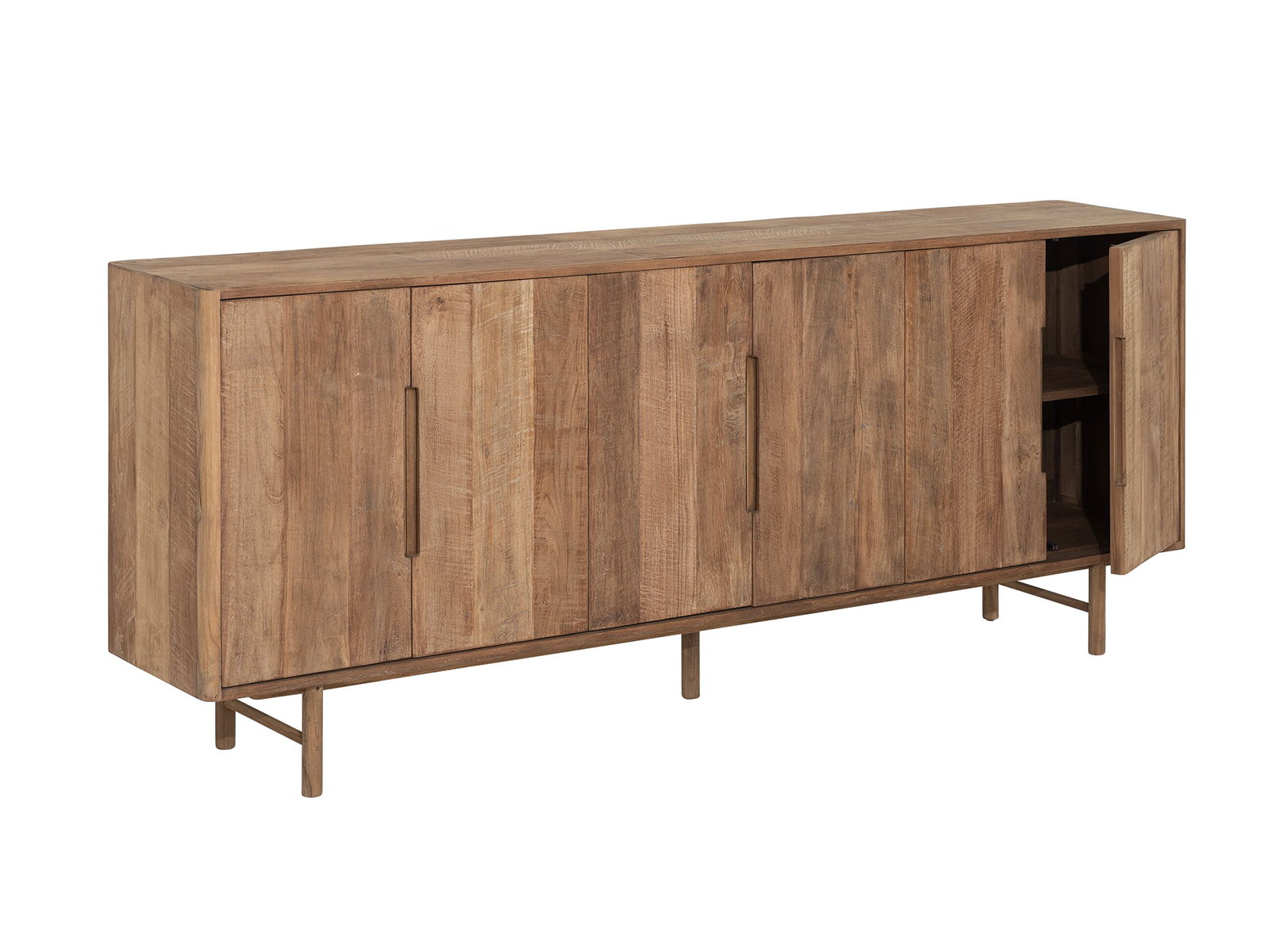 Dressoir Dublin - 220x40x90cm - teakhout top - 6 deurs
