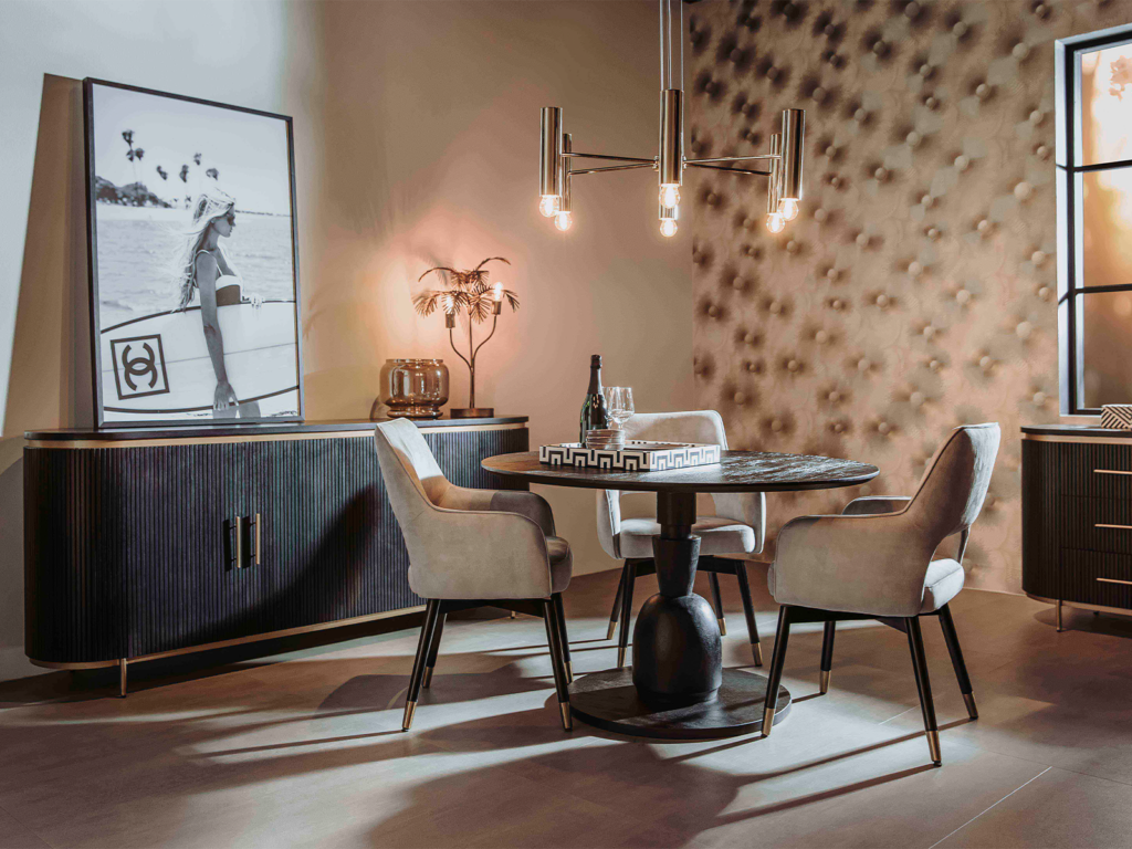 dressoir hout en goud