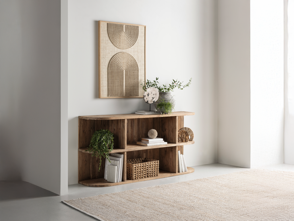 houten dressoir met open vakken