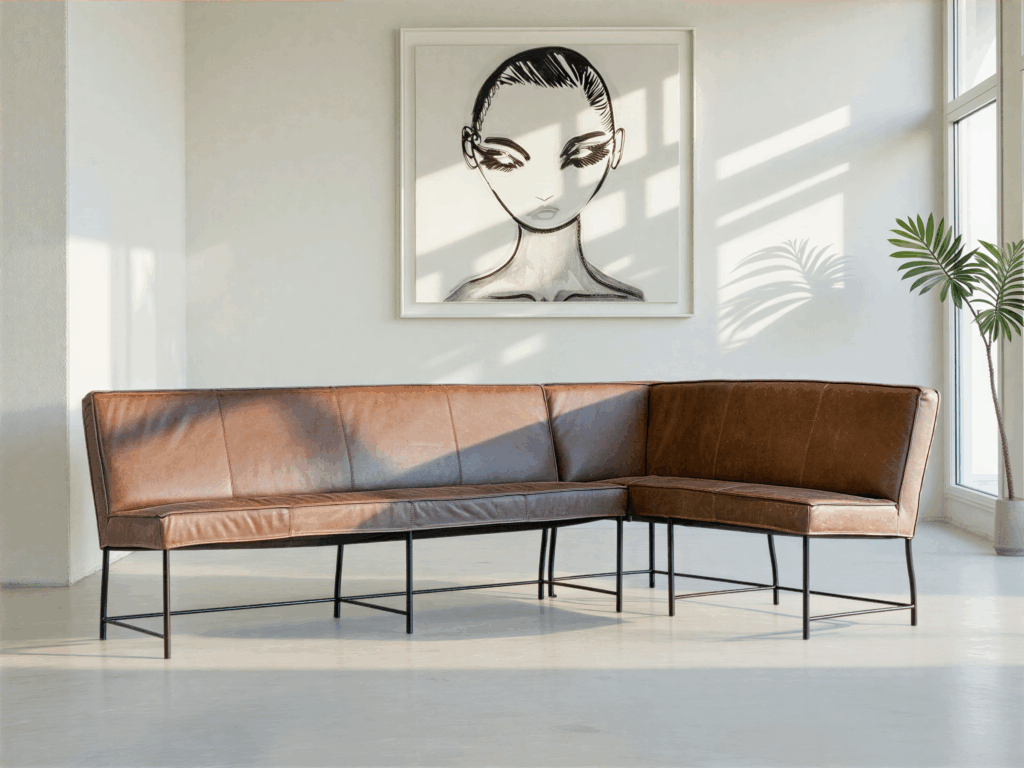 Eetkamerbank Lupertazi - antigo leer brown - 200cm - hoek links 175cm