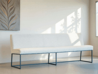 Eetkamerbank Pesara - cloud ecru - 244cm - metaalkleur RAL 7021