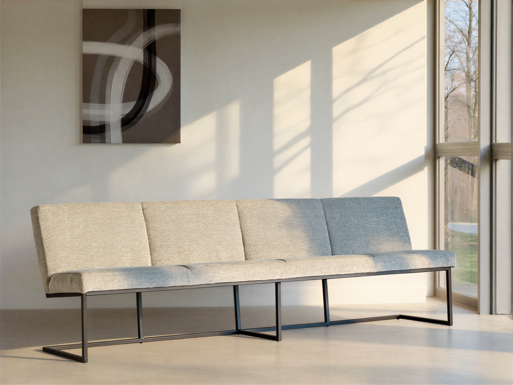 Eetkamerbank Tomar - loft steel - straight - 280cm