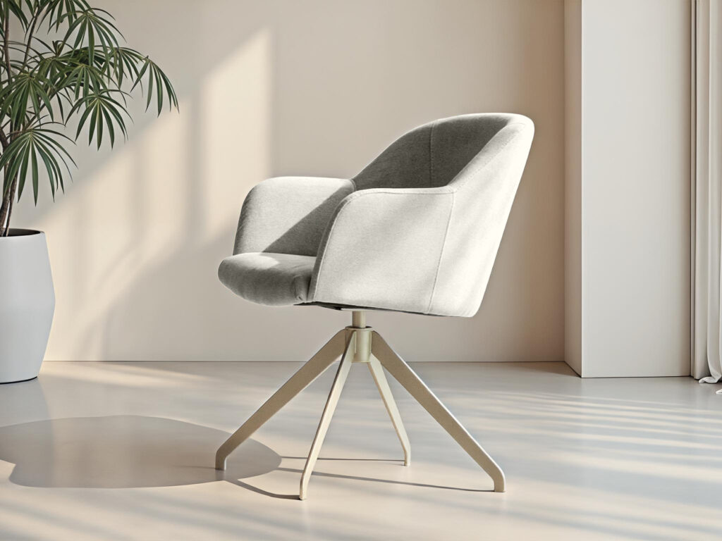 Zand cream kleurige eetkamerstoel voor natuurlijke interieurs